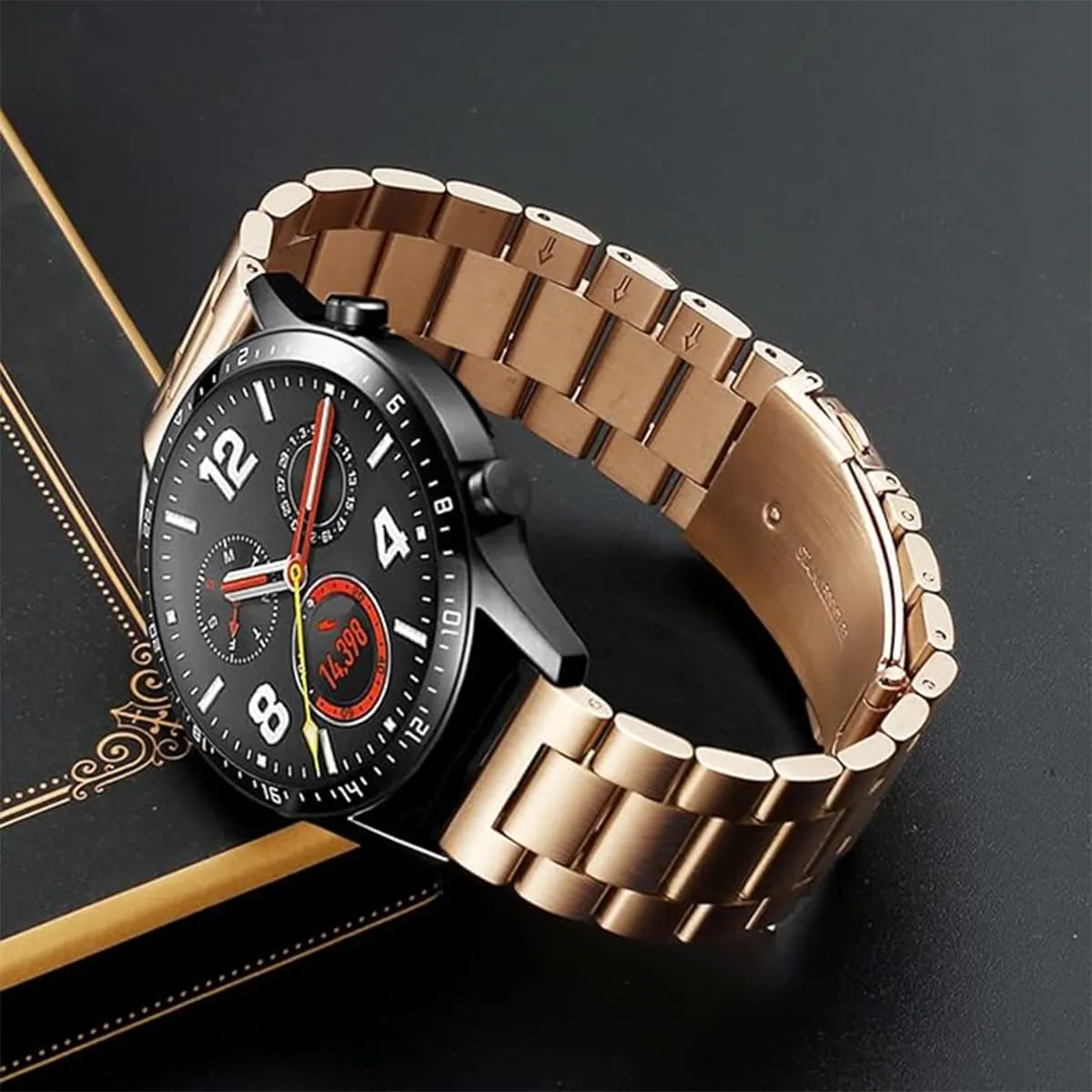 HEYOZURY Cinturino per Orologio in Acciaio Inossidabile 24mm Oro Rosa - immagine 4