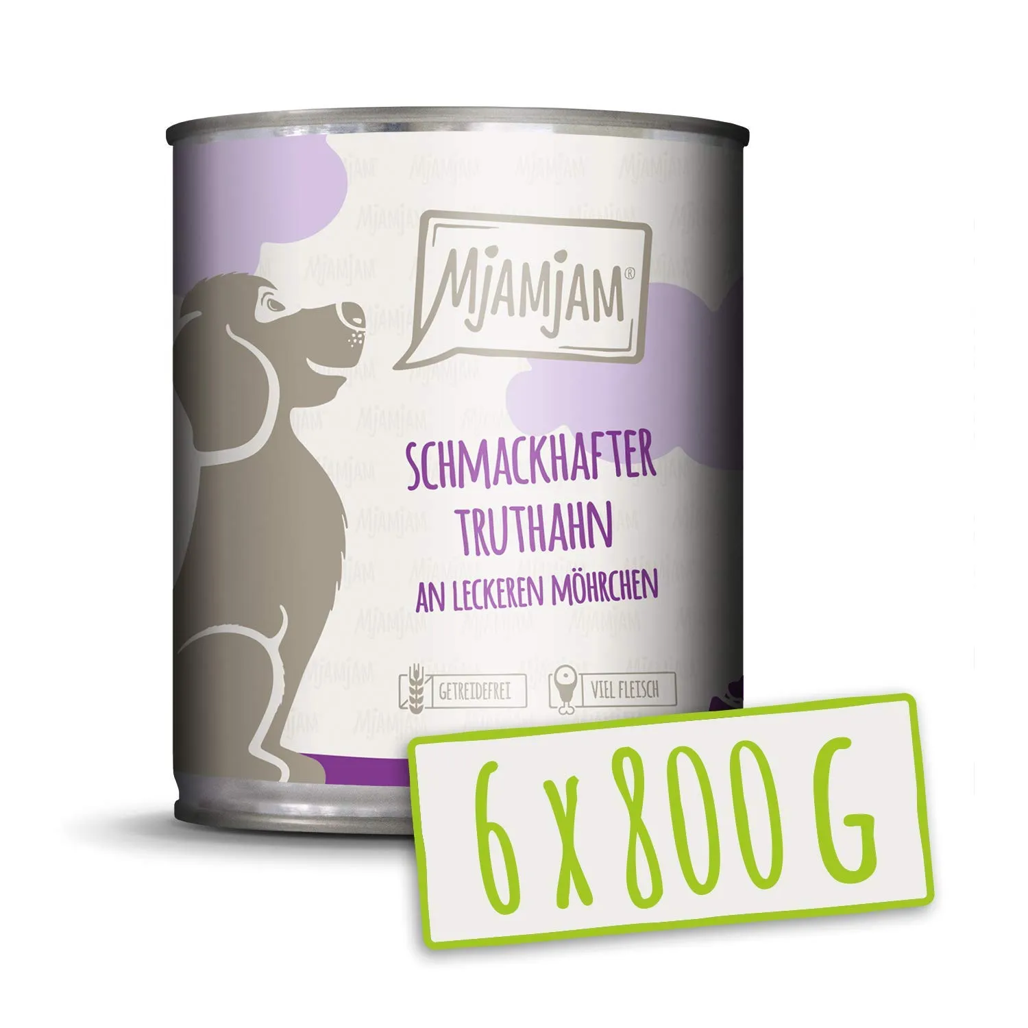 MjAMjAM Cibo Umido Premium per Cani Tacchino e Carote, senza cereali, 6 x 800 g - immagine 1