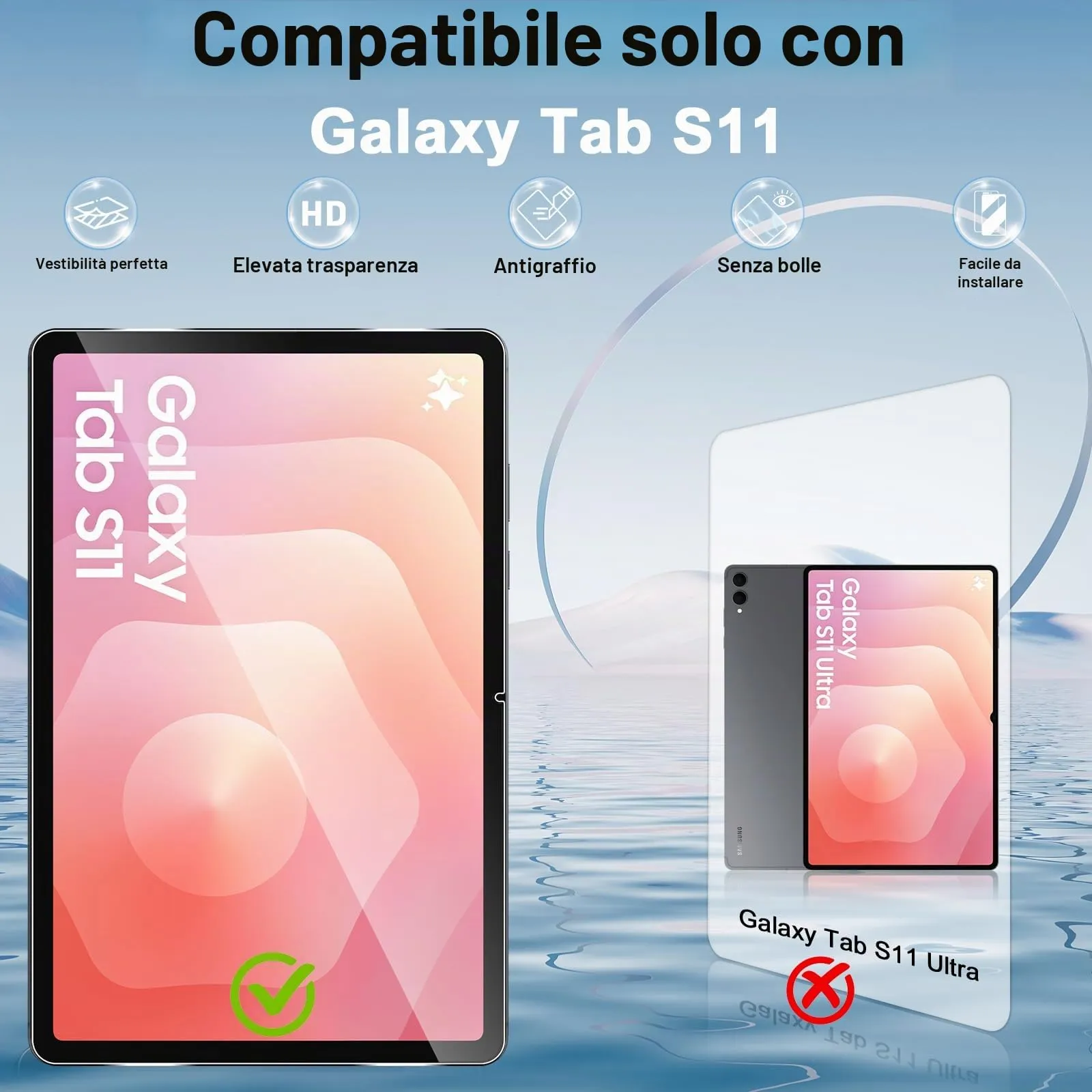 ELYCO Pellicola Protettiva in Vetro Temperato per Samsung Galaxy Tab S11 11 Pollici - immagine 2