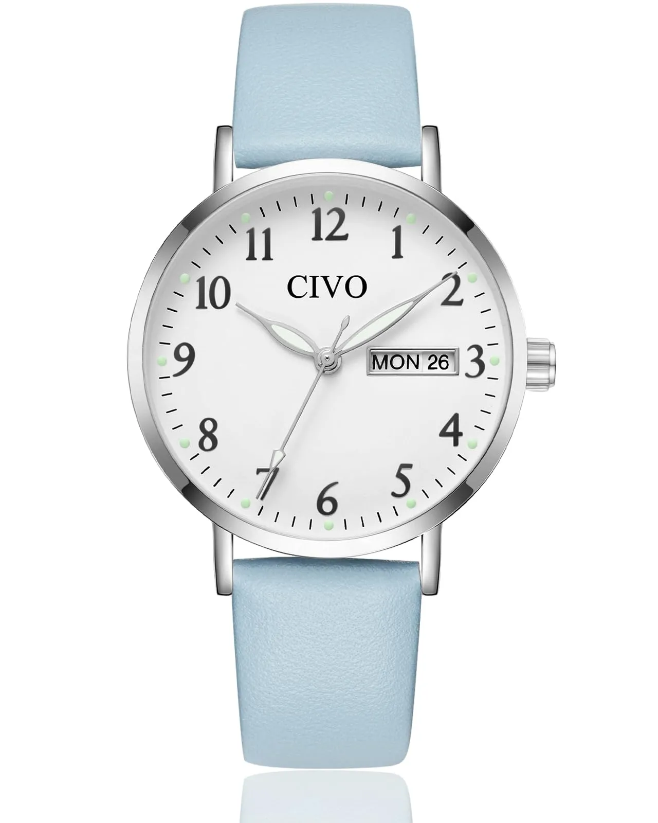 CIVO Orologio Donna Analogico 35mm Quadrante Grande Numeri 2408s Blu Argento - immagine 1