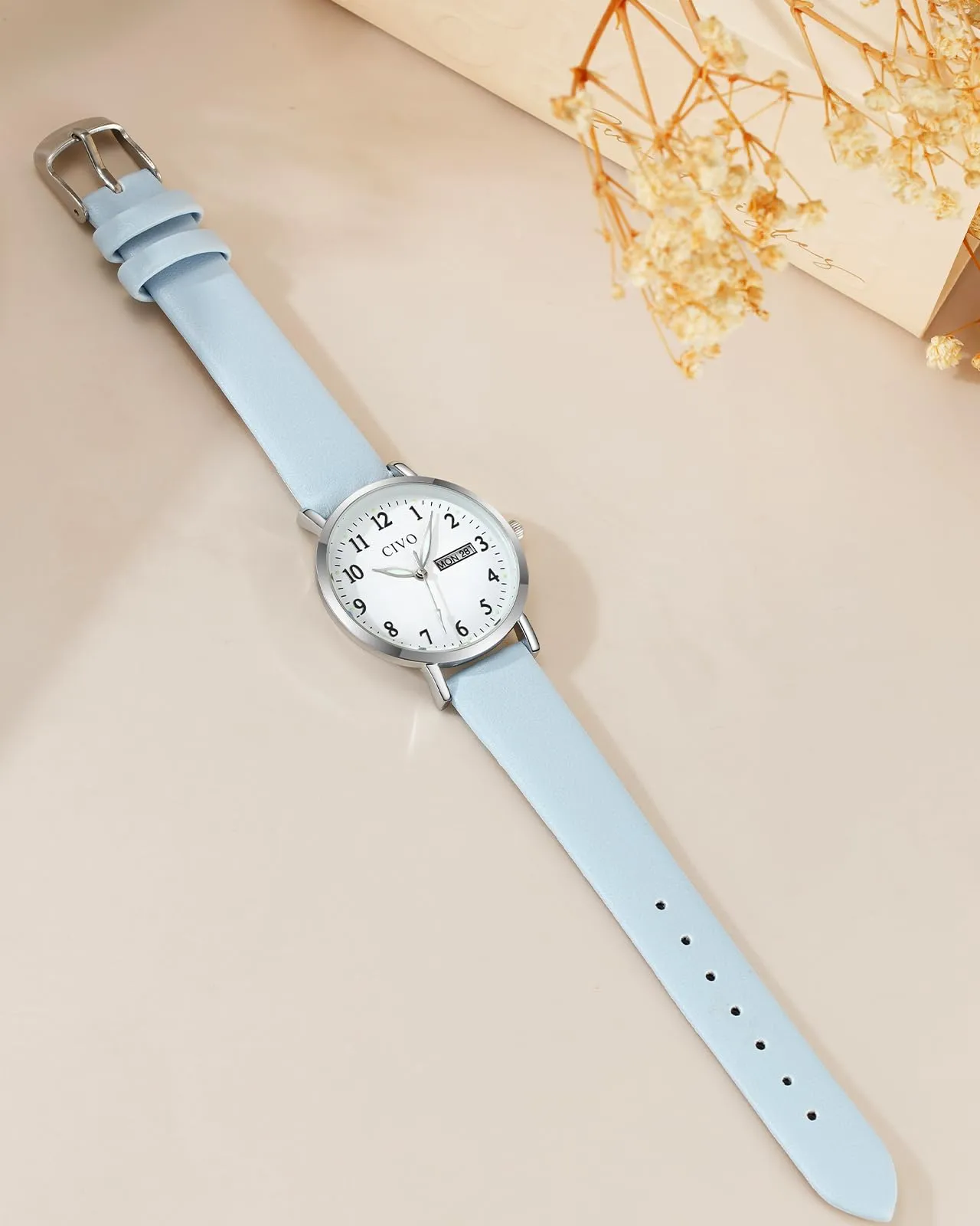 CIVO Orologio Donna Analogico 35mm Quadrante Grande Numeri 2408s Blu Argento - immagine 2
