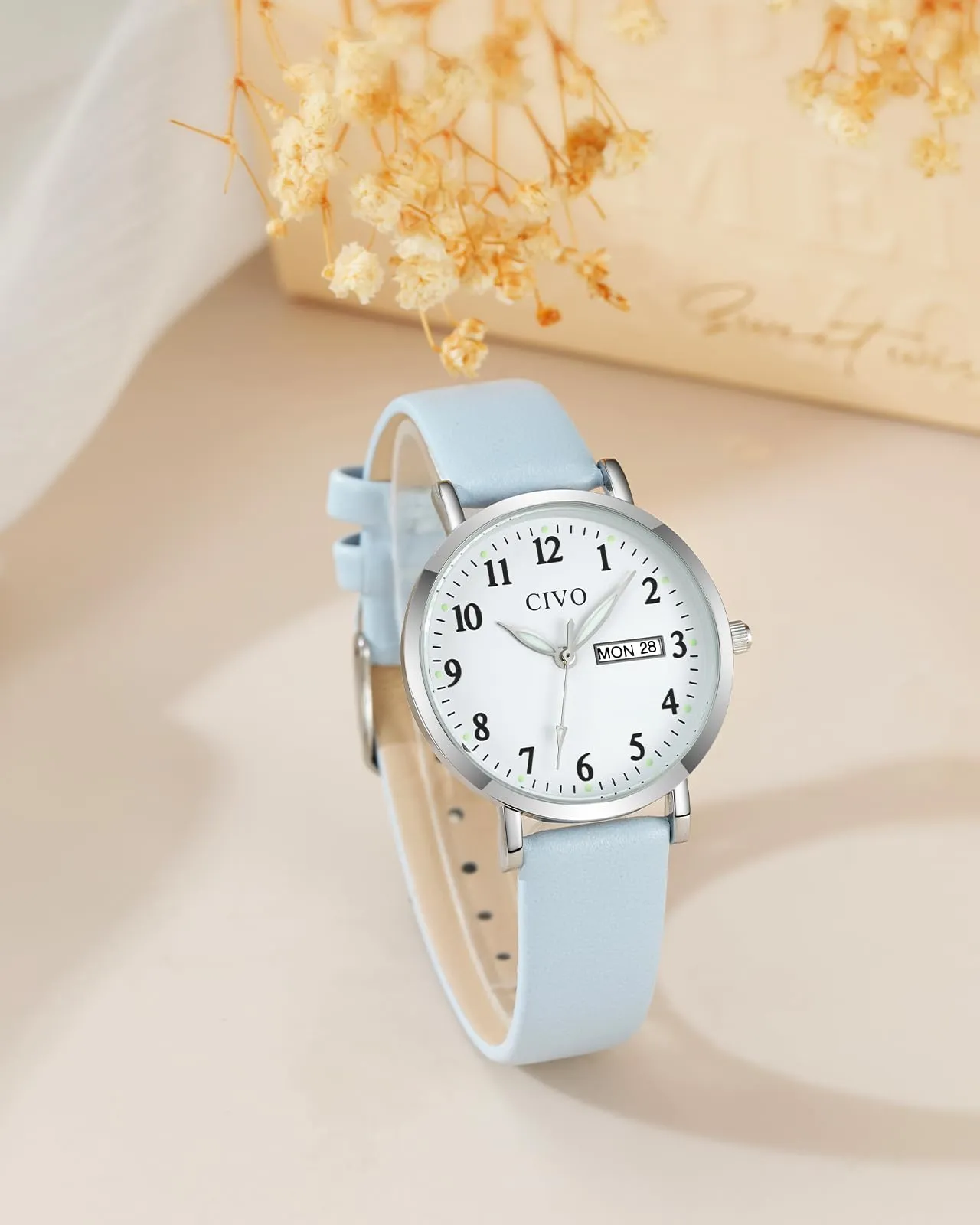 CIVO Orologio Donna Analogico 35mm Quadrante Grande Numeri 2408s Blu Argento - immagine 3