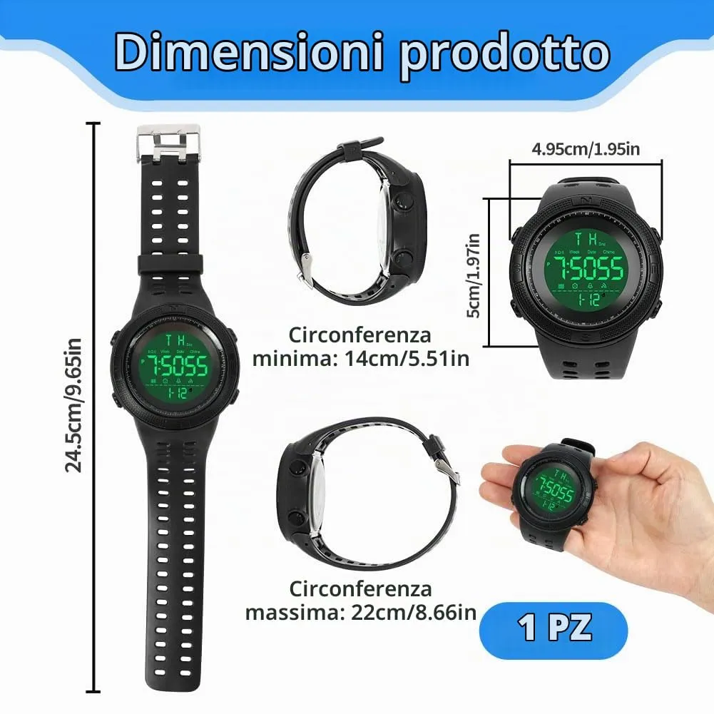 OFFCUP Orologio Digitale da Uomo Cronografo Casual Sportivo - immagine 2