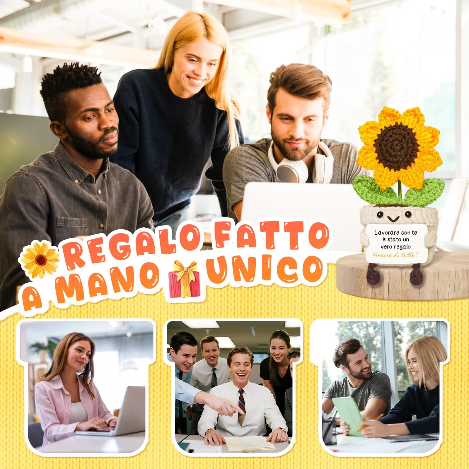 Giftasy Girasole Amigurumi Decorativo Fatto a Mano - immagine 3