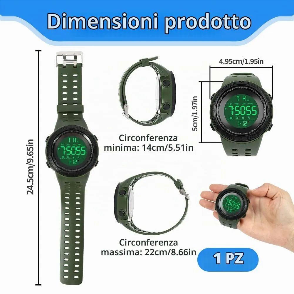 OFFCUP Orologio Digitale da Uomo, Cronografo Sportivo Casual - immagine 2
