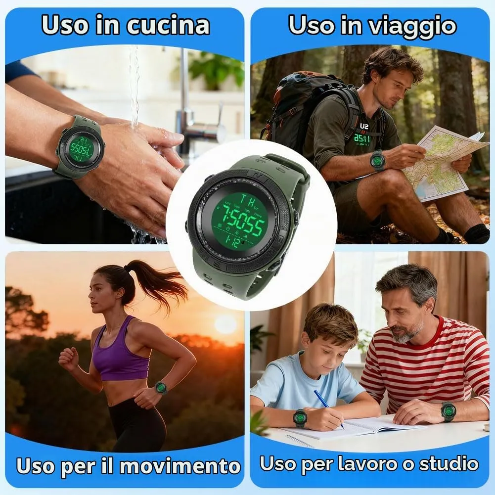 OFFCUP Orologio Digitale da Uomo, Cronografo Sportivo Casual - immagine 7