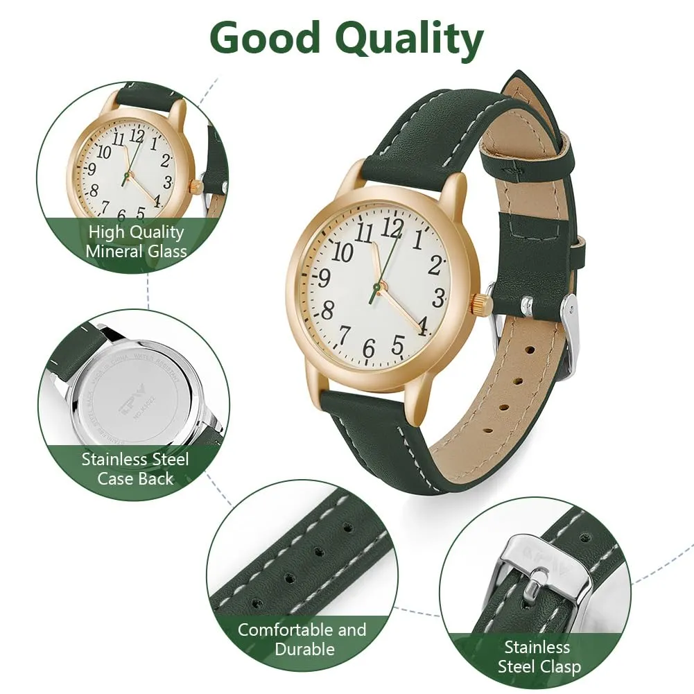 Vicloon Orologio da Donna al Quarzo Analogico, Business Casual (Verde) - immagine 3