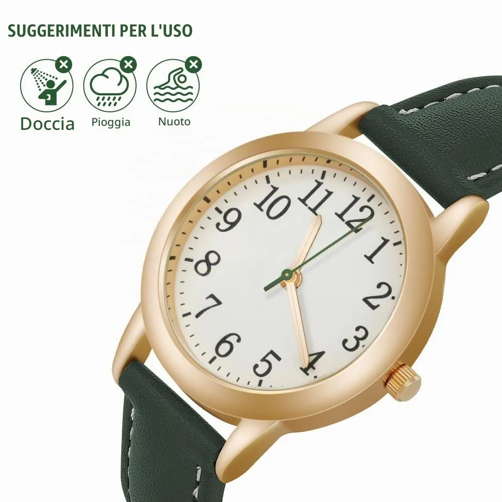 Vicloon Orologio da Donna al Quarzo Analogico, Business Casual (Verde) - immagine 4