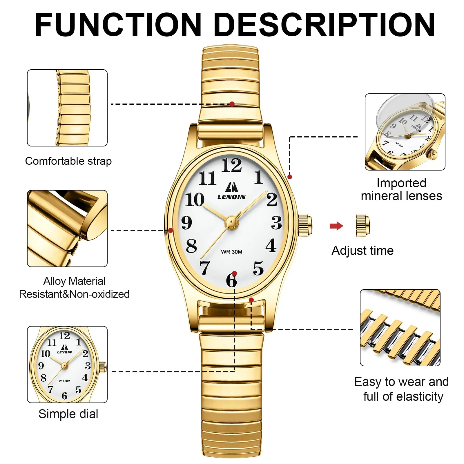 LN LENQIN Orologio Donna Acciaio Inossidabile Analogico Quarzo L0161 - immagine 4