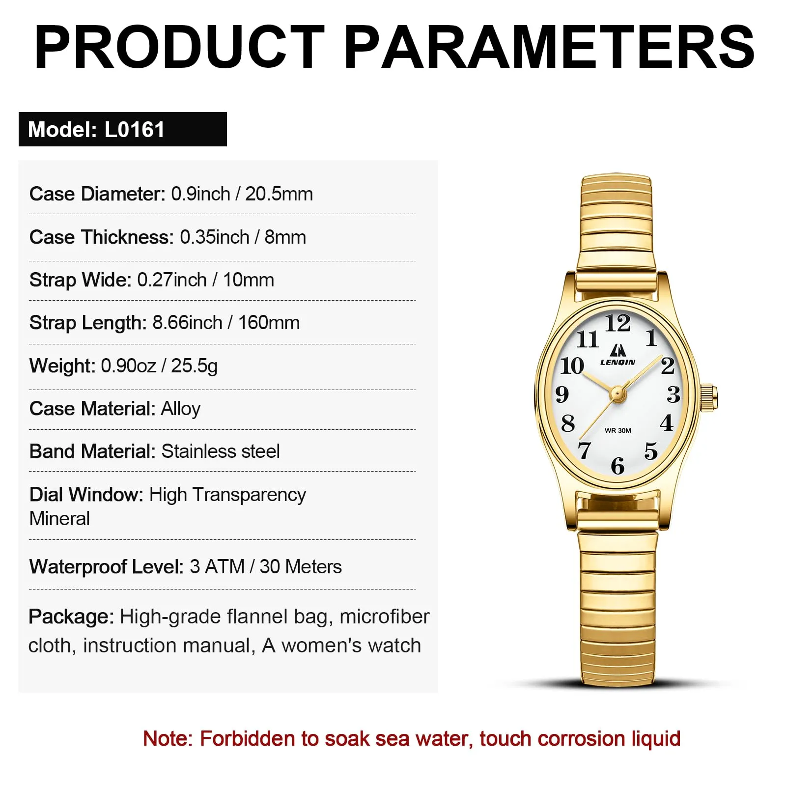 LN LENQIN Orologio Donna Acciaio Inossidabile Analogico Quarzo L0161 - immagine 5