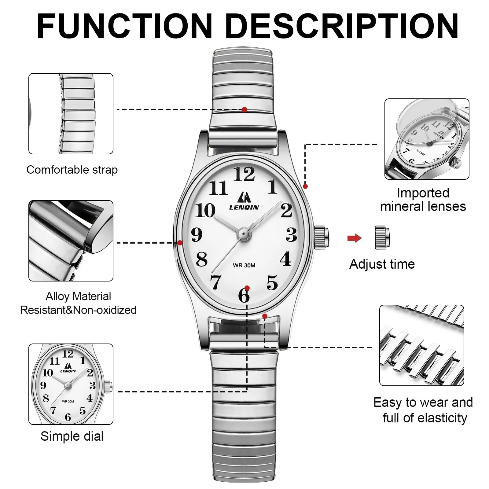 LN LENQIN Orologio Donna Acciaio Inossidabile Analogico Quarzo L0161 - immagine 4