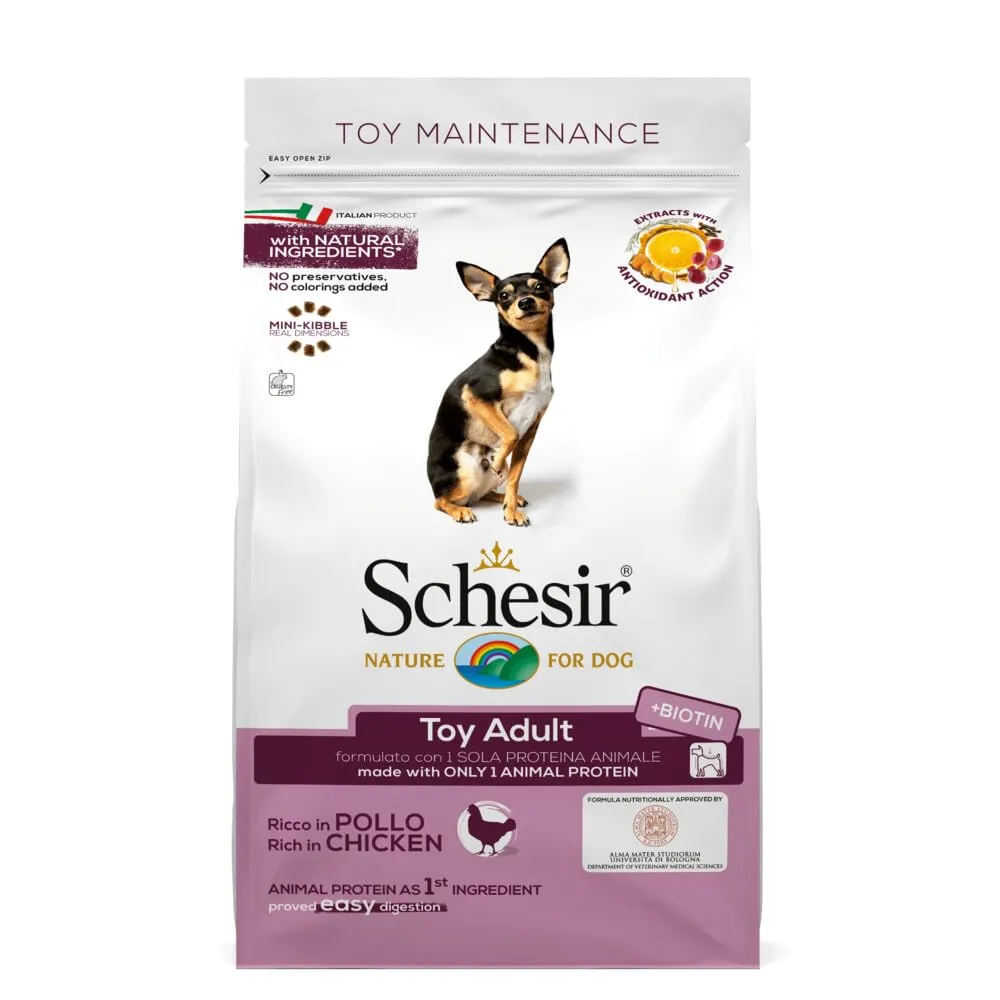 Schesir Toy Adult Cibo Secco per Cani di Piccola Taglia al Pollo, 2kg - immagine 1