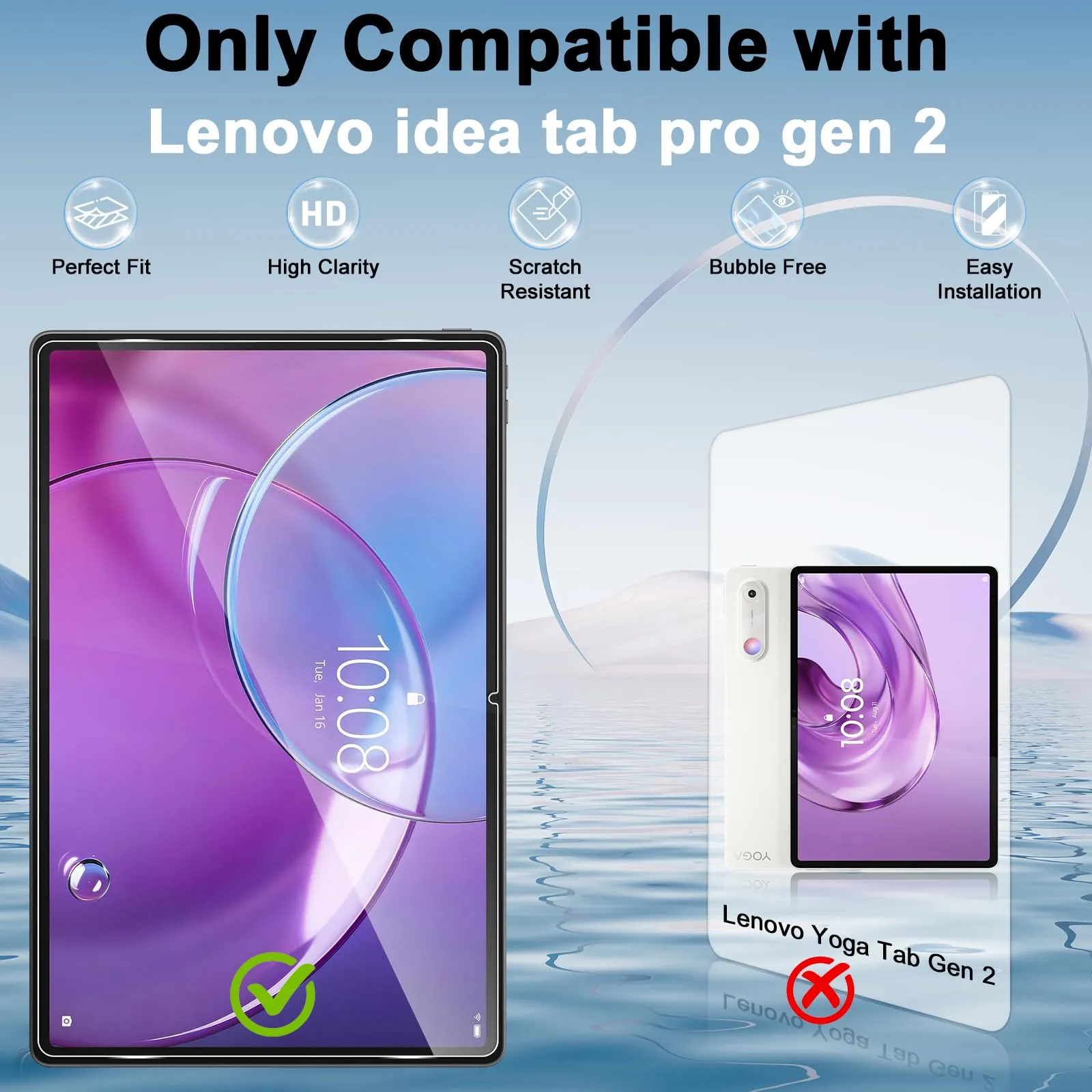 ELYCO Pellicola Protettiva in Vetro Temperato per Lenovo Idea Tab Pro Gen 2 13", 2+1 Pezzi - immagine 2