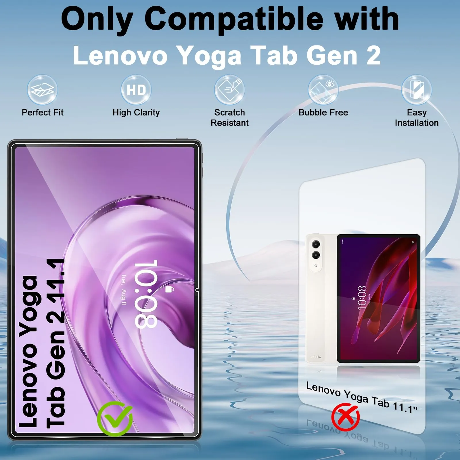 ELYCO Pellicola Protettiva per Lenovo Yoga Tab Gen 2 11.1 Pollici, 2 Pezzi - immagine 2