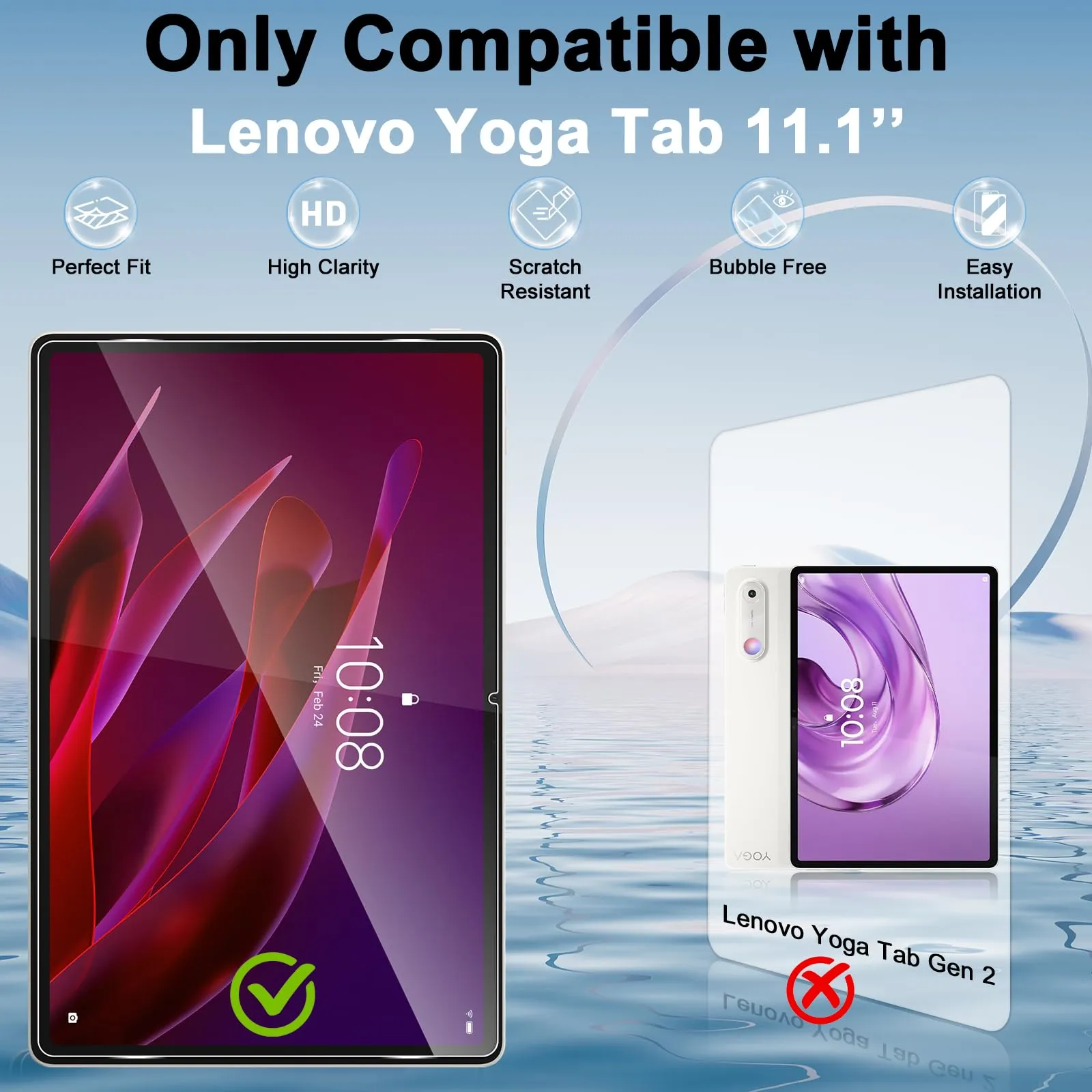 ELYCO Pellicola Protettiva in Vetro Temperato per Lenovo Yoga Tab 11.1 Pollici, 4 Pezzi - immagine 2