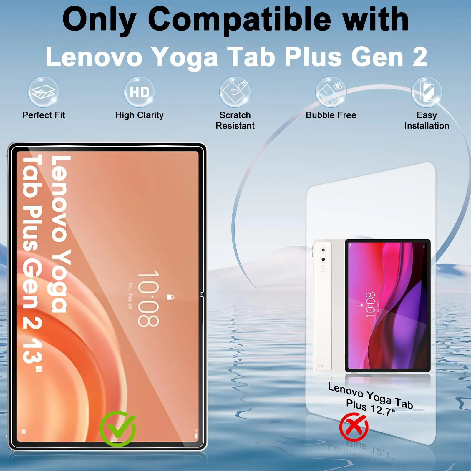 ELYCO Pellicola Protettiva in Vetro Temperato per Lenovo Yoga Tab Plus Gen 2 13", 2 Pezzi - immagine 2