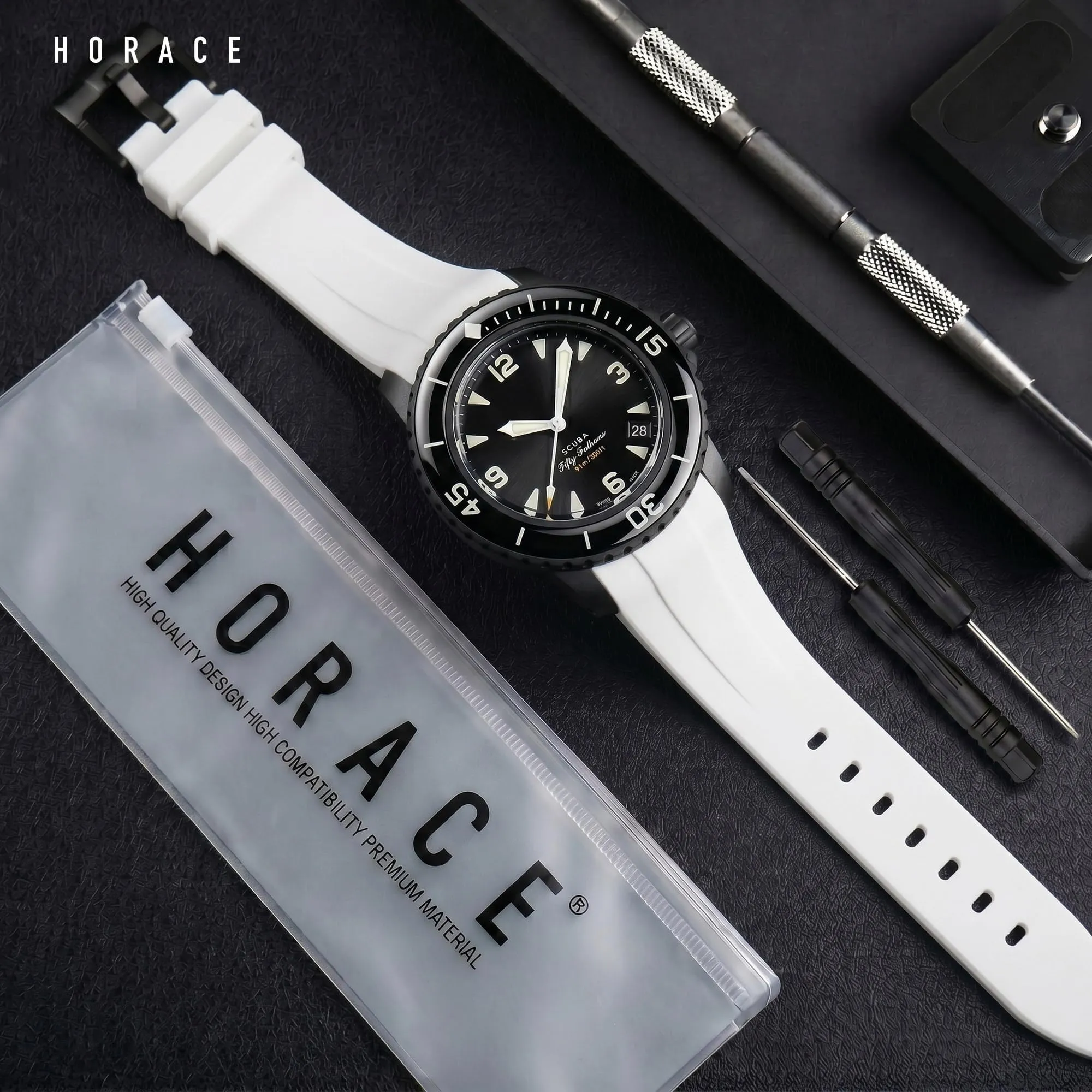 HORACE Cinturino in Silicone Liquido 22 mm per Blancpain x Swatch Scuba Fifty Fathoms - Bianco - immagine 3