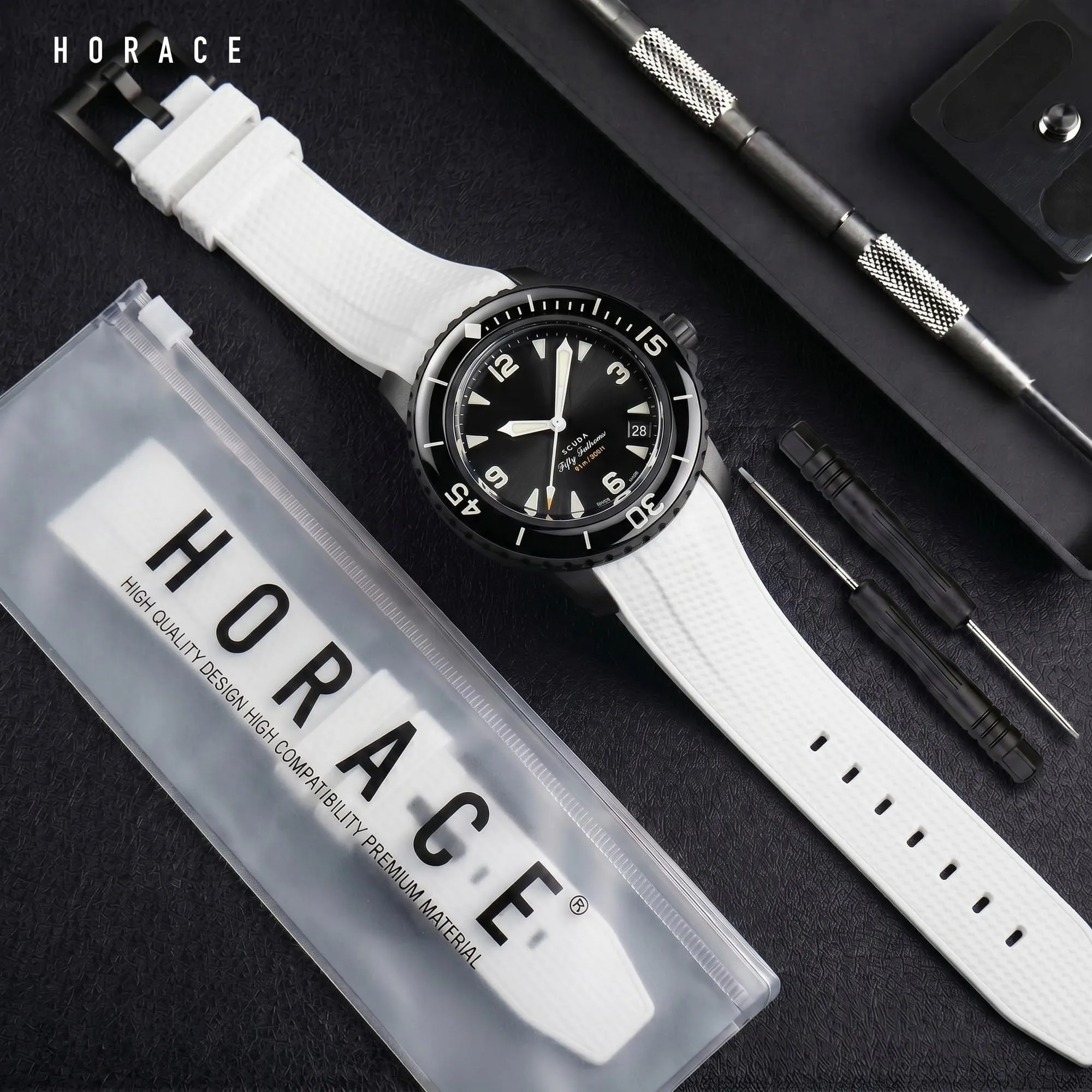 HORACE Cinturino in Silicone Liquido 22 mm per Blancpain x Swatch Scuba Fifty Fathoms, Bianco testurato - immagine 3