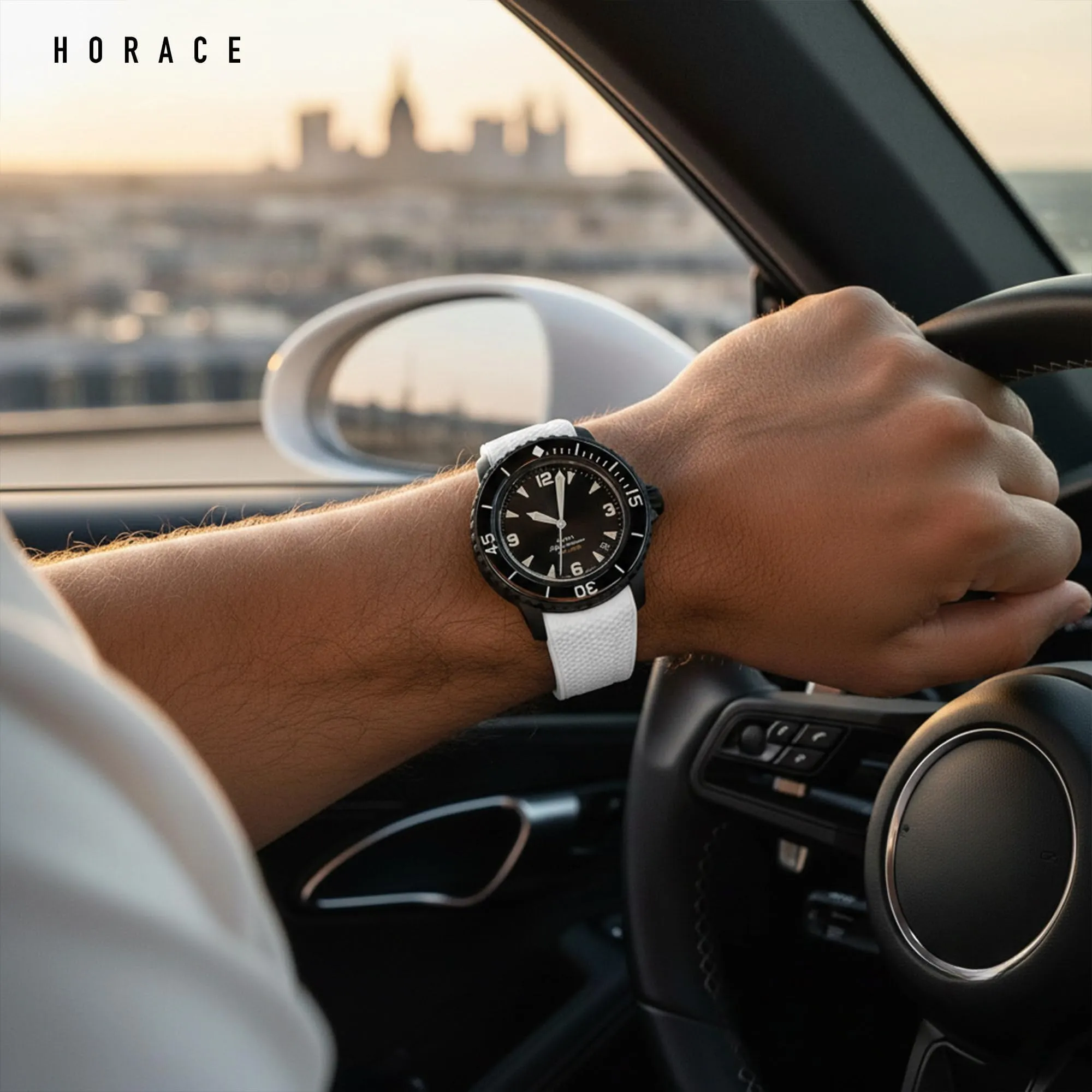 HORACE Cinturino in Silicone Liquido 22 mm per Blancpain x Swatch Scuba Fifty Fathoms, Bianco testurato - immagine 4