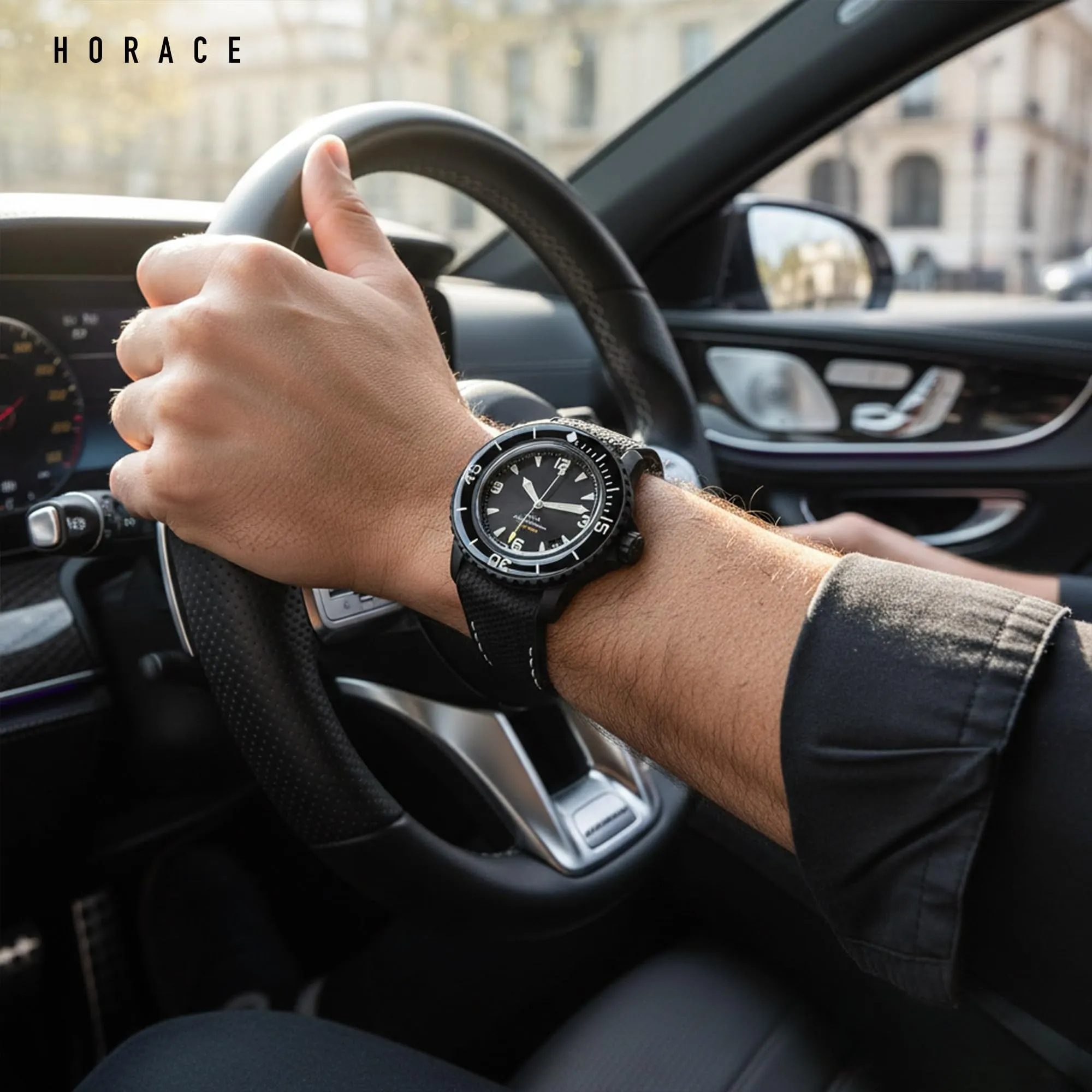 HORACE Cinturino in Silicone Liquido 22mm per Blancpain x Swatch Scuba Fifty Fathoms (Nero - Cucitura Bianca) - immagine 4