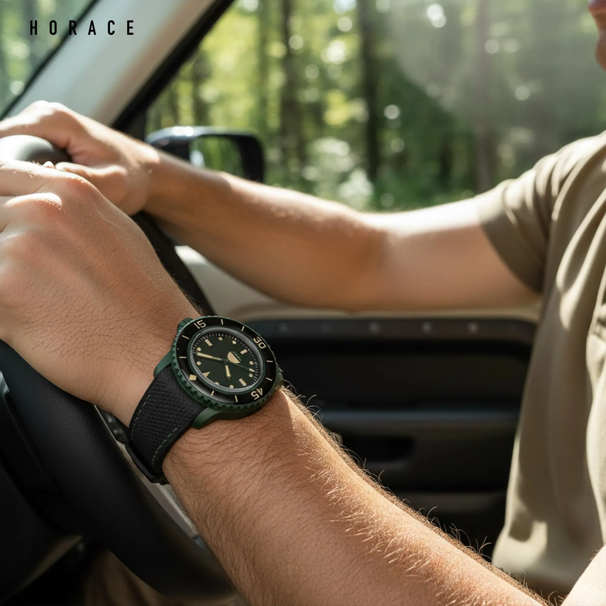 HORACE Cinturino per orologio 22 mm in Silicone Liquido per Blancpain x Swatch Scuba Fifty Fathoms (Nero - Cucitura Green Abyss) - immagine 4