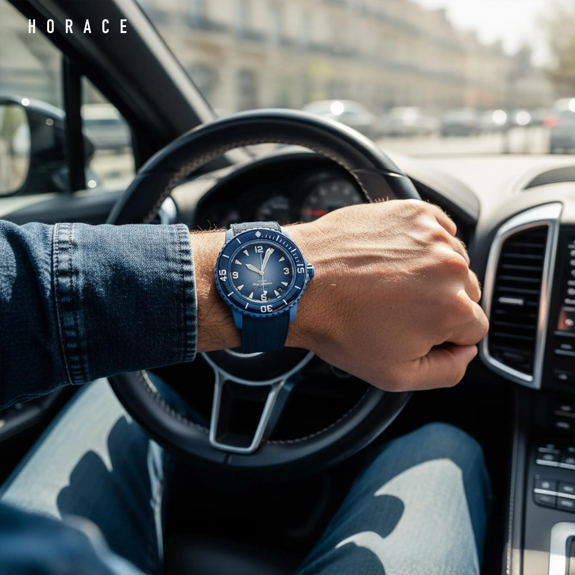 HORACE Cinturino in Silicone Liquido 22 mm per Blancpain x Swatch Scuba Fifty Fathoms (Blu - Cucitura blu) - immagine 4