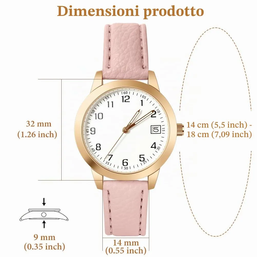 AOOSU Orologio da Donna al Quarzo Analogico, Rosa - immagine 2