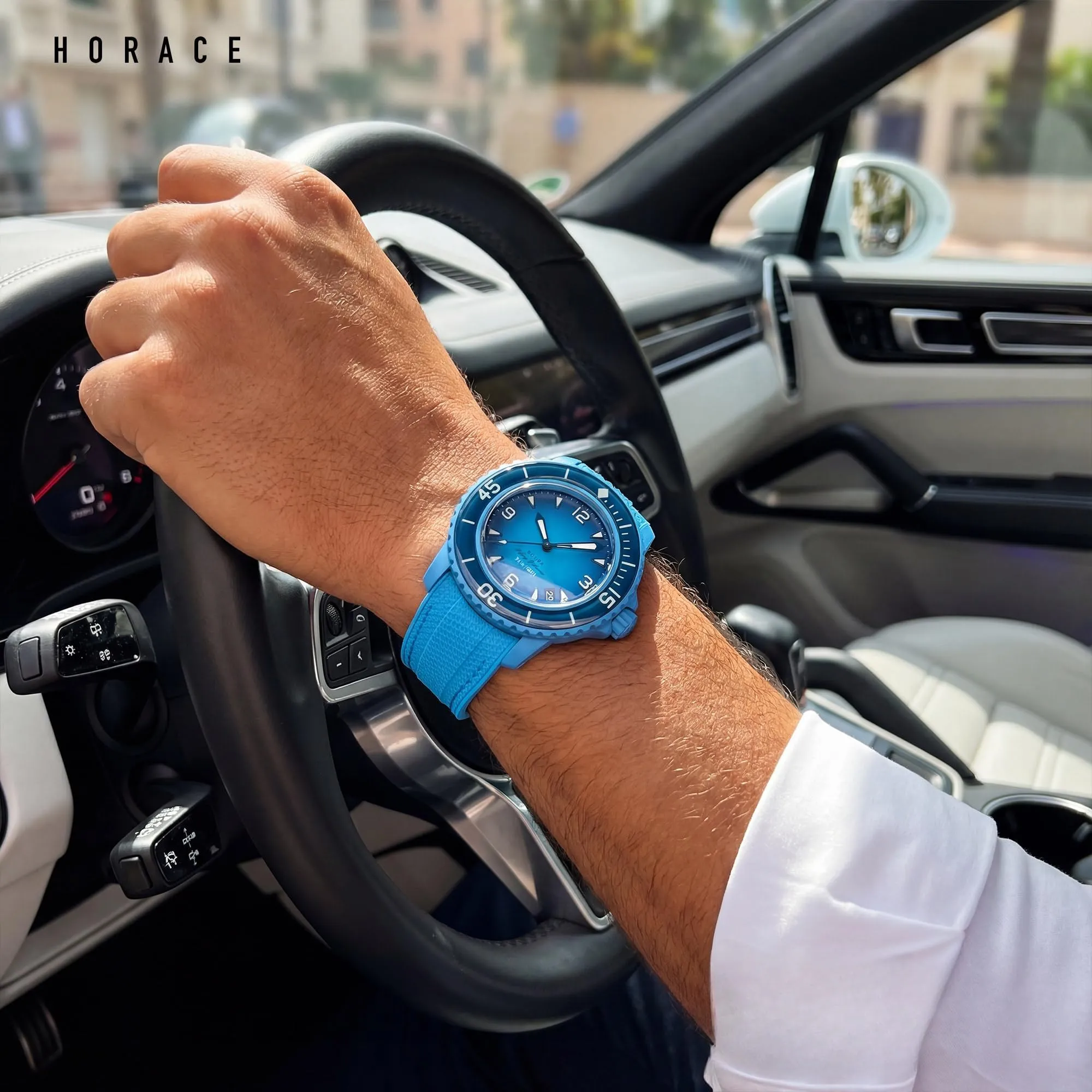 HORACE Cinturino in Silicone Liquido 22 mm per Blancpain x Swatch Scuba Fifty Fathoms (Lagoon Blue - Argento) - immagine 4