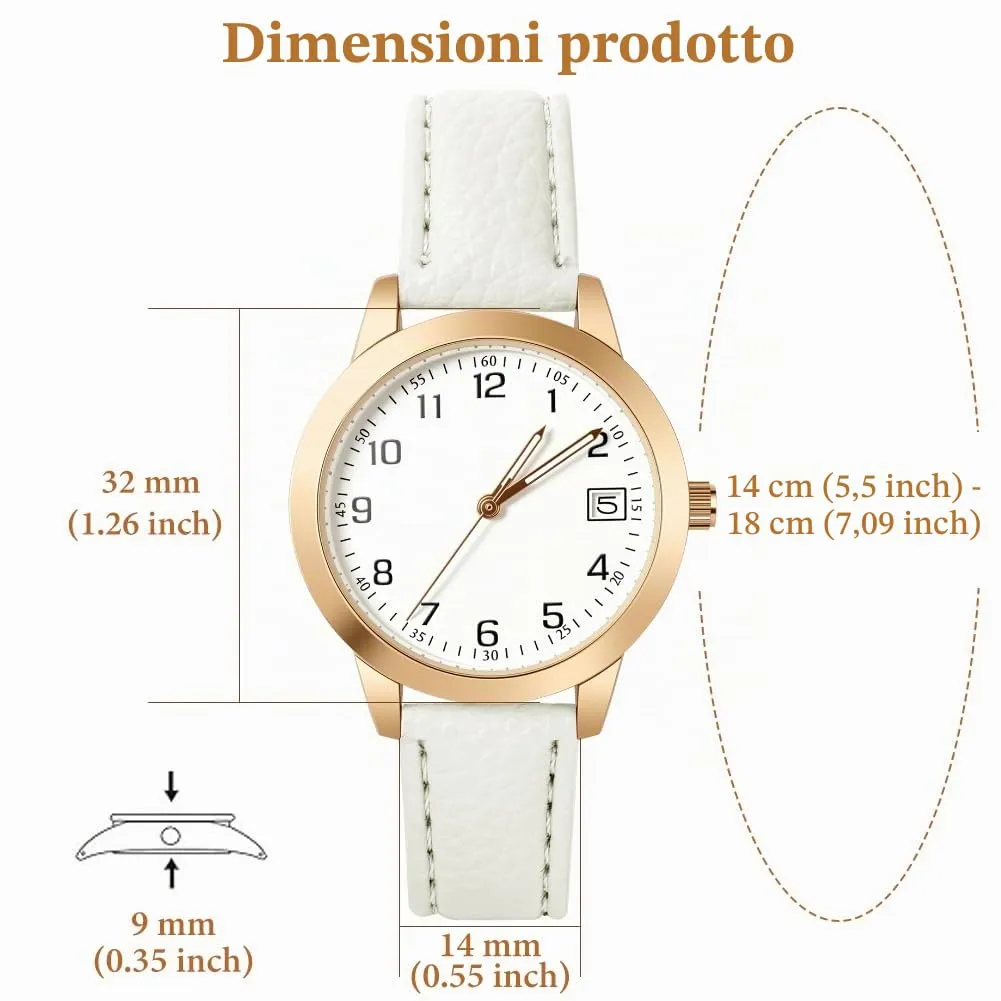 AOOSU Orologio da Donna Analogico al Quarzo (Bianco) - immagine 2