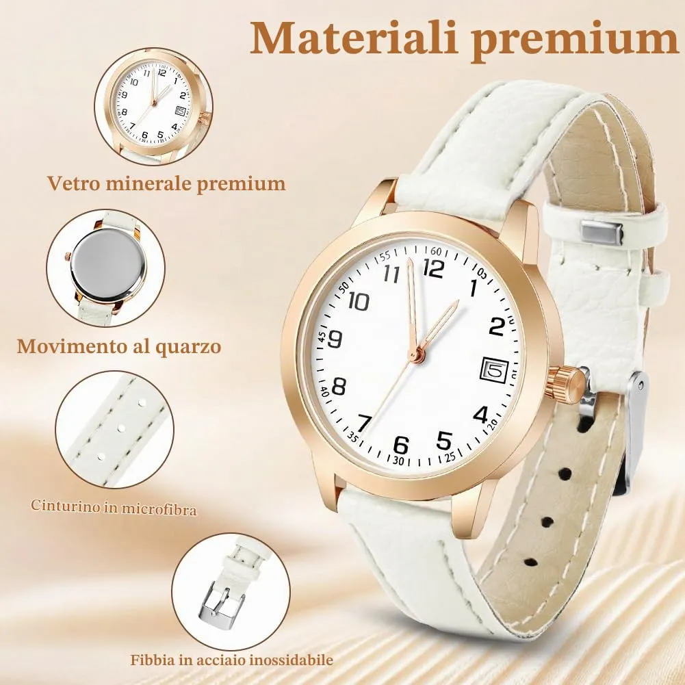 AOOSU Orologio da Donna Analogico al Quarzo (Bianco) - immagine 3