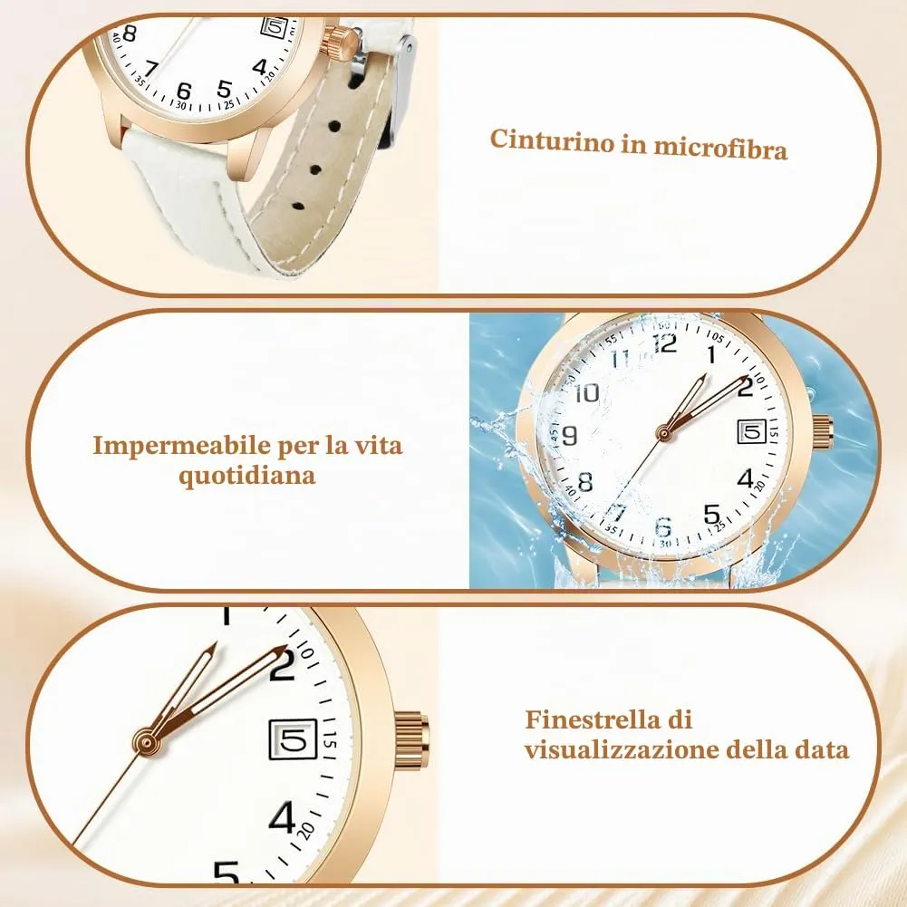 AOOSU Orologio da Donna Analogico al Quarzo (Bianco) - immagine 4