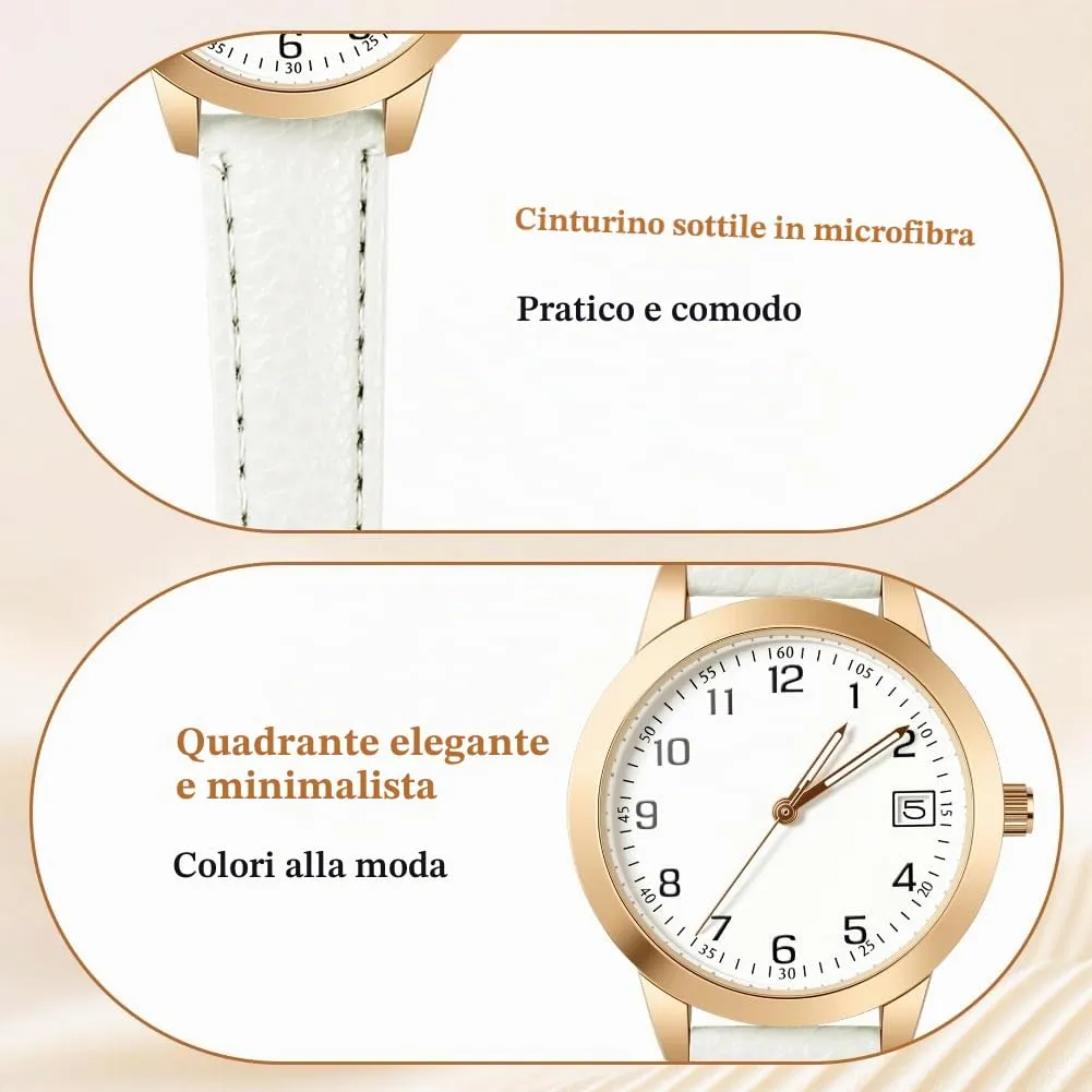 AOOSU Orologio da Donna Analogico al Quarzo (Bianco) - immagine 5