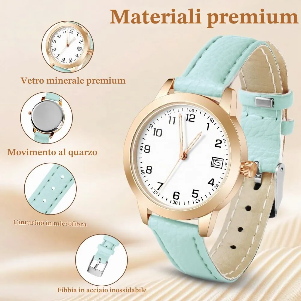 AOOSU Orologio da Donna Analogico al Quarzo (Blu) - immagine 2