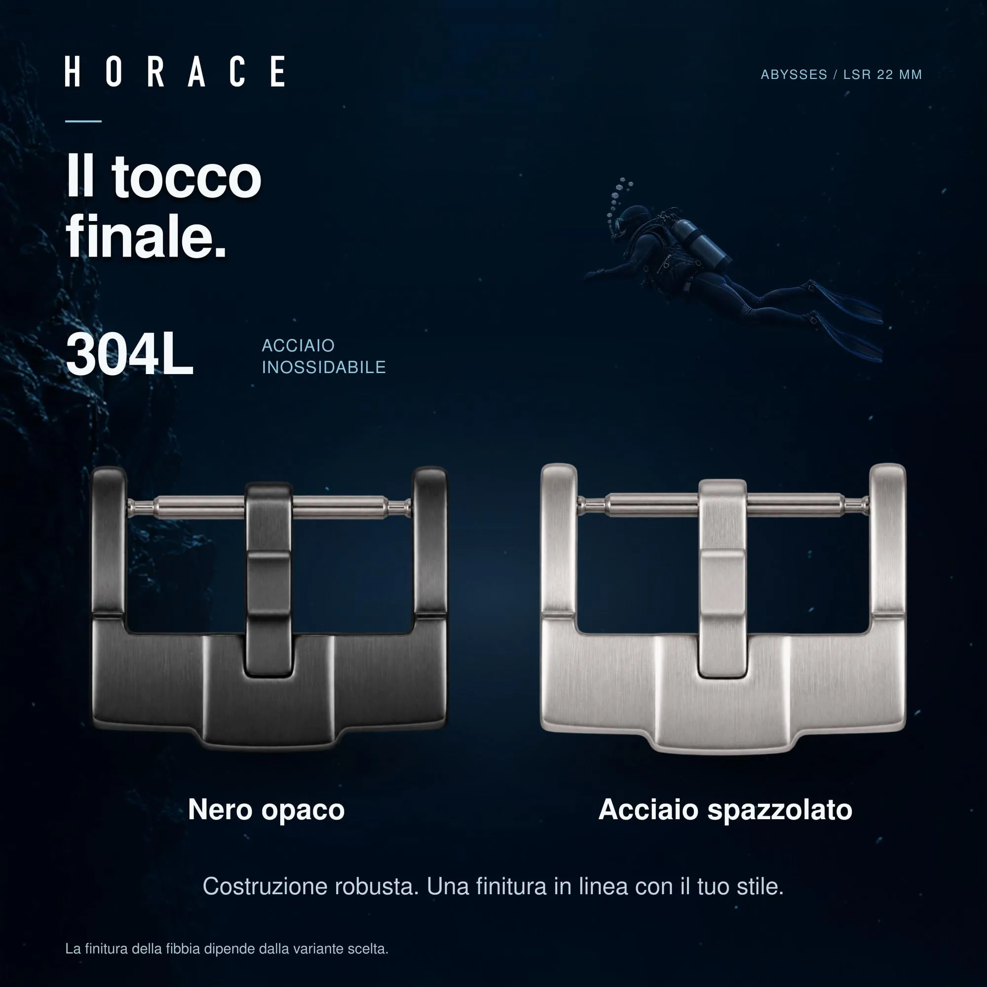 HORACE Cinturino in Silicone Liquido 22 mm per Blancpain x Swatch Scuba Fifty Fathoms (Blu - Linea bianca - Argento) - immagine 8