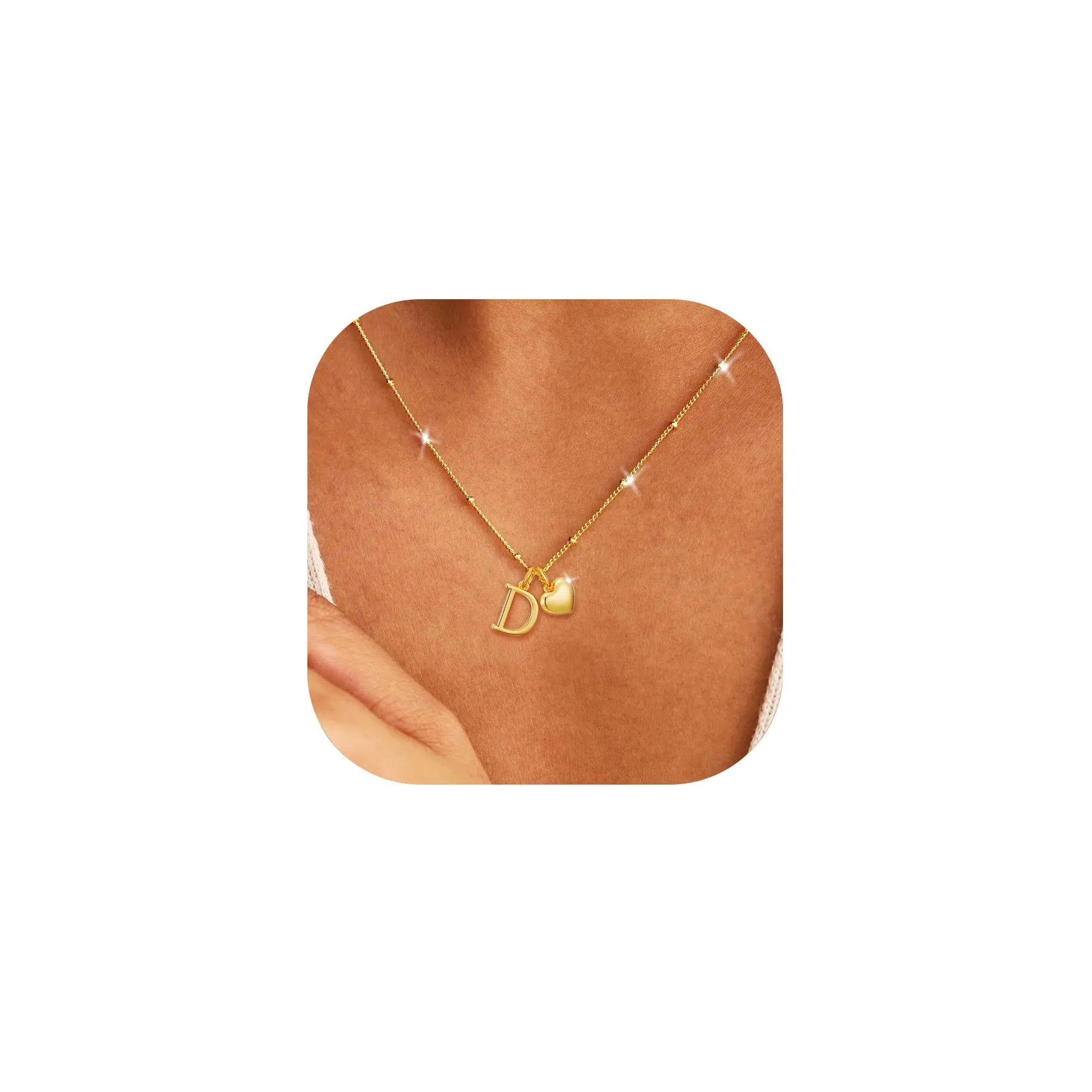 Rajputana Collana in Argento 925 placcata Oro con Iniziale e Cuore Personalizzabile - immagine 1