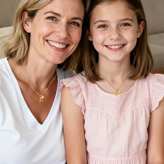 Rajputana Collana con Iniziale e Cuore in Argento Sterling 925 placcato Oro personalizzabile - immagine 3