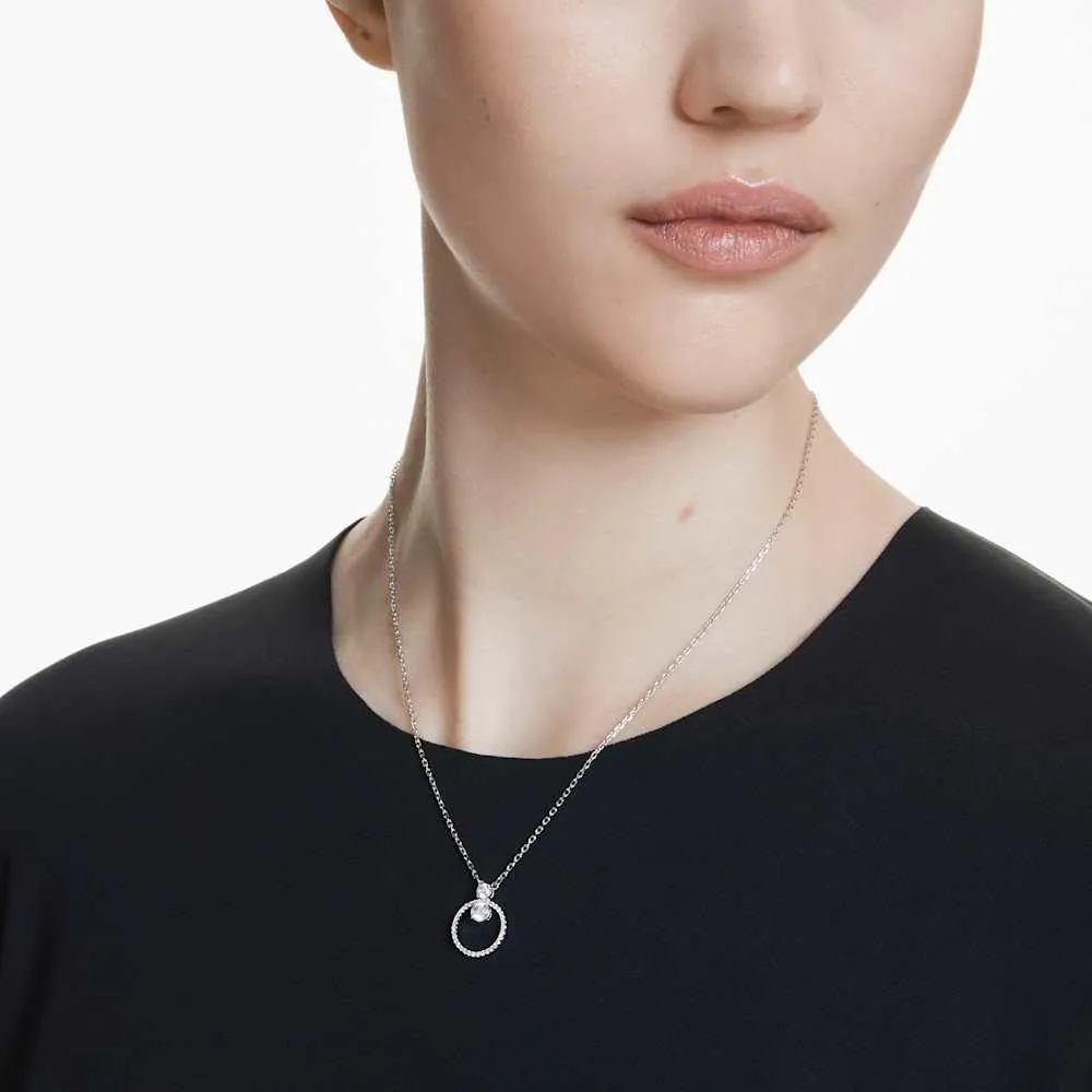 Swarovski Constella Pendant, Pavé Round Cut, White, Rhodium Plated - immagine 5