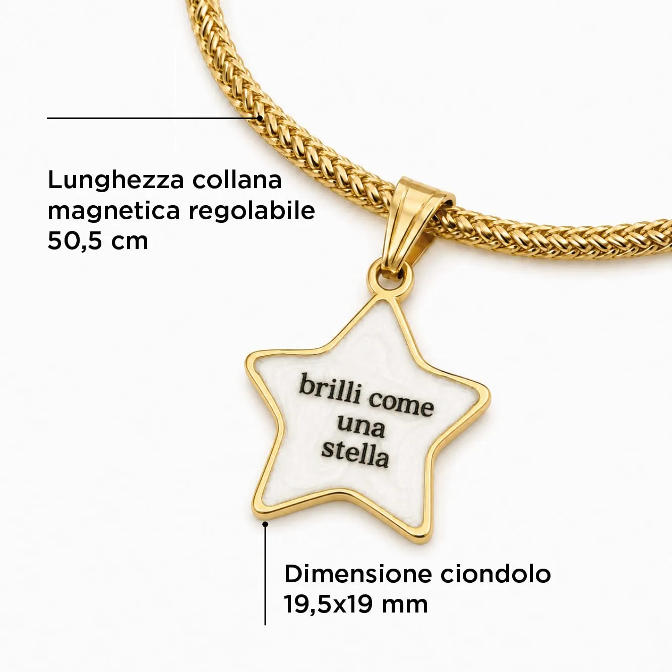 SAGA GIOIELLI Collana donna magnetica in acciaio inox con ciondolo Essere se stessi, Lunghezza 50,5 cm Regolabile - immagine 2