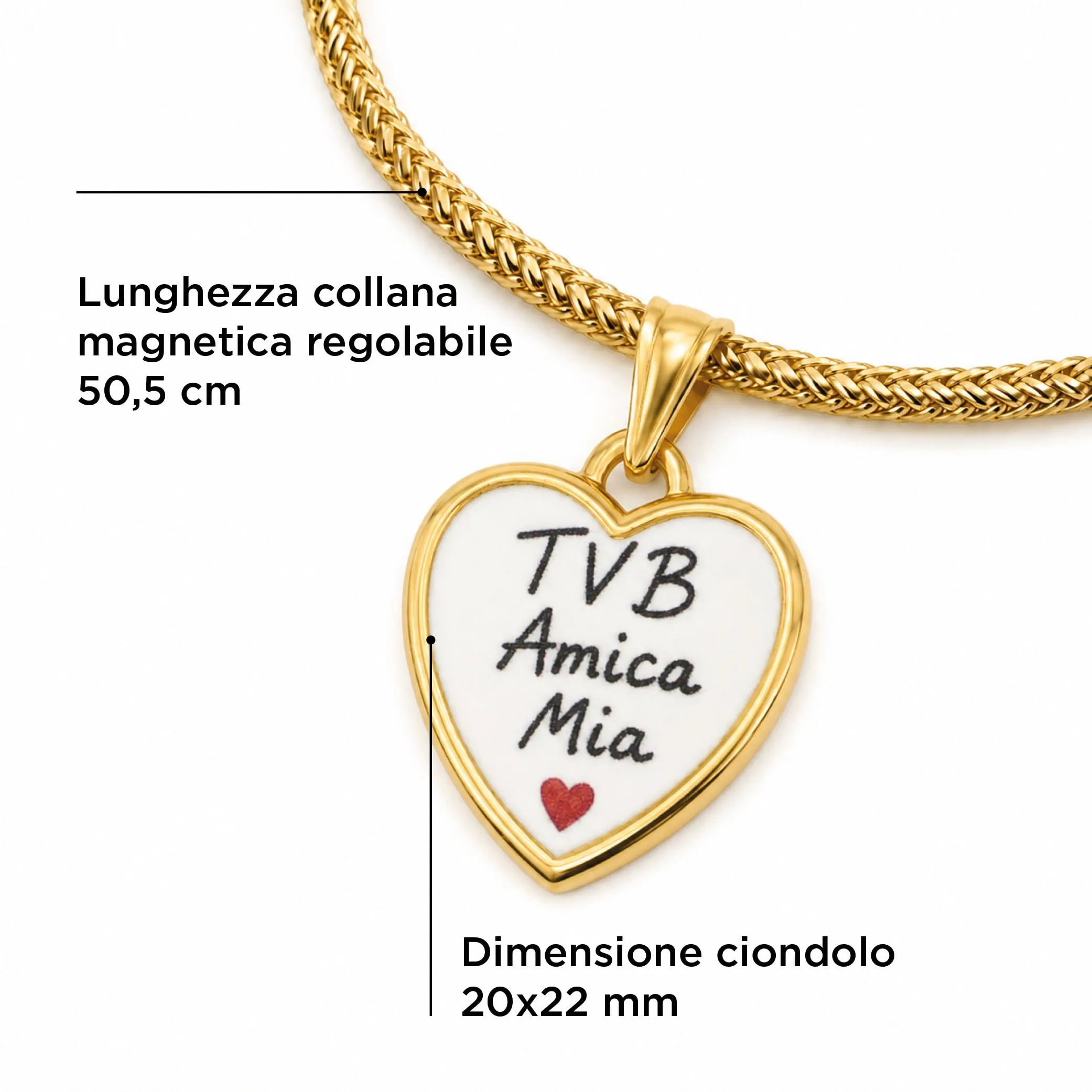 SAGA GIOIELLI Collana donna magnetica in acciaio inox con ciondolo Essere se stessi, 50,5 cm regolabile, TVB AMICA MIA - immagine 2