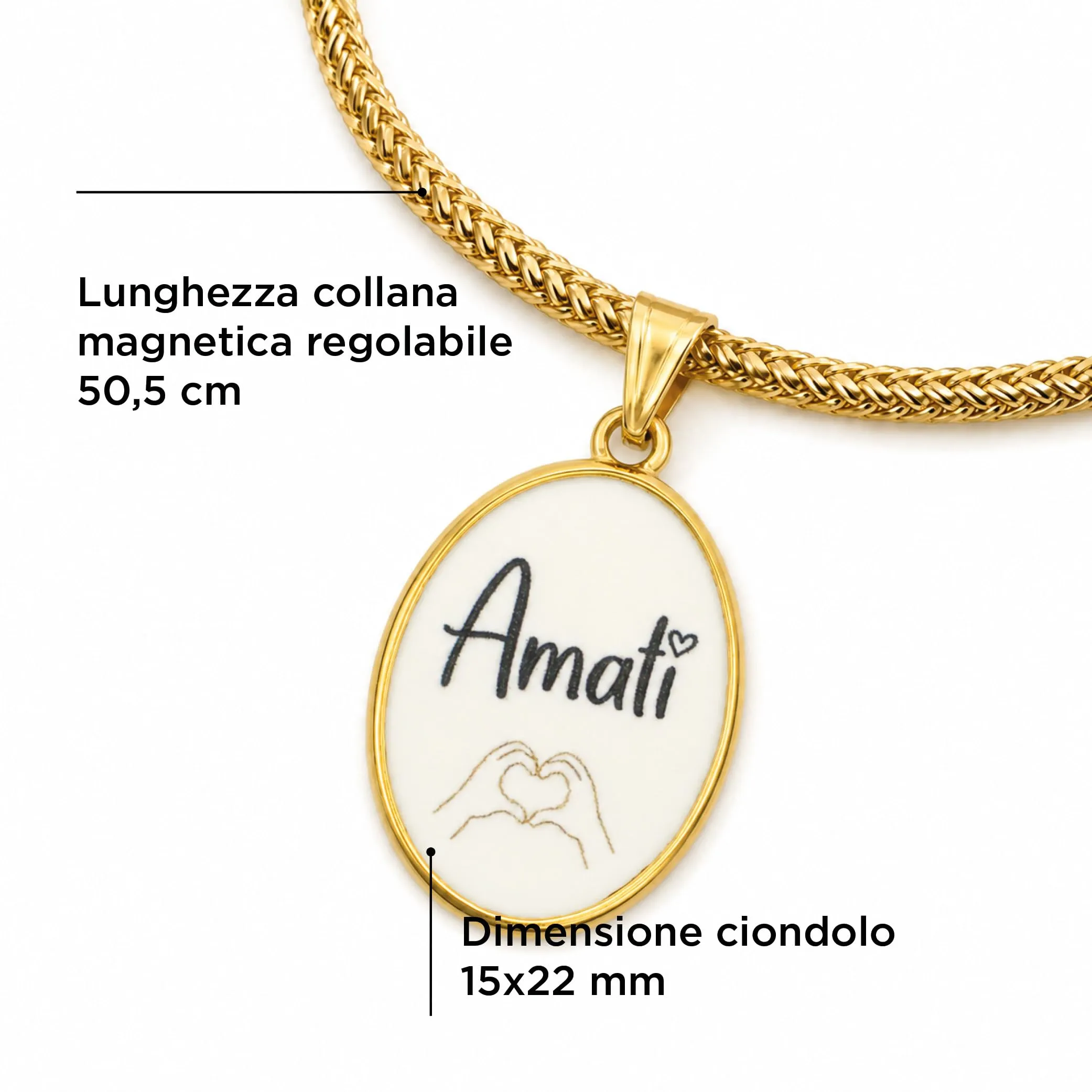 SAGA GIOIELLI Collana donna magnetica con ciondolo Essere se stessi in acciaio inox, 50,5 cm (Regolabile), AMATI - immagine 2
