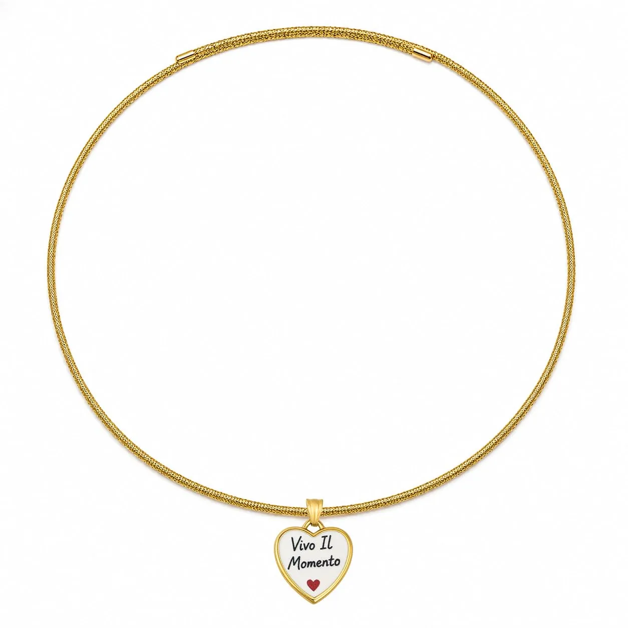 SAGA GIOIELLI Collana Donna Magnetica con Ciondolo Cuore Essere se stessi in Acciaio Inox, Lunghezza 50,5 cm Regolabile, Vivo il Momento - immagine 1