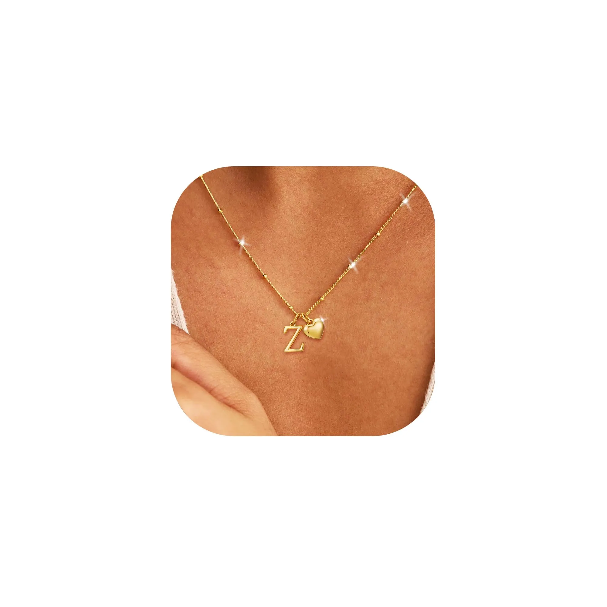 Rajputana Collana con Iniziale e Cuore in Argento Sterling 925 placcato Oro Personalizzabile per Donna - immagine 1