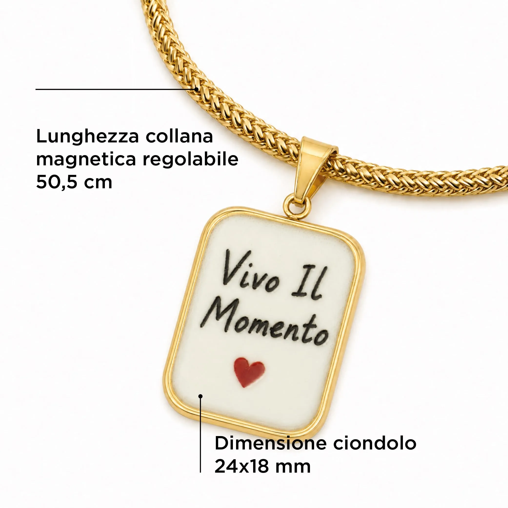 Saga Gioielli Collana Donna Magnetica in Acciaio Inox con Ciondolo Vivo il Momento, 50,5 cm Regolabile - immagine 2