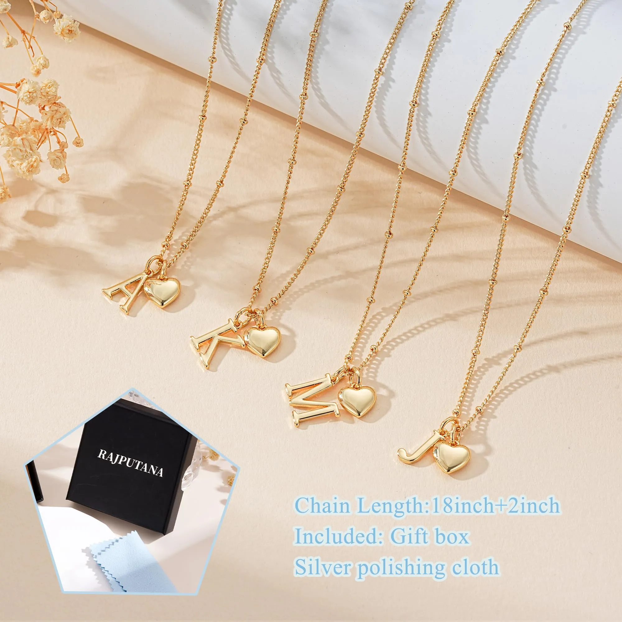 Rajputana Collana con Iniziale Lettera e Cuore in Argento 925 placcato Oro Personalizzabile per Donna - immagine 4