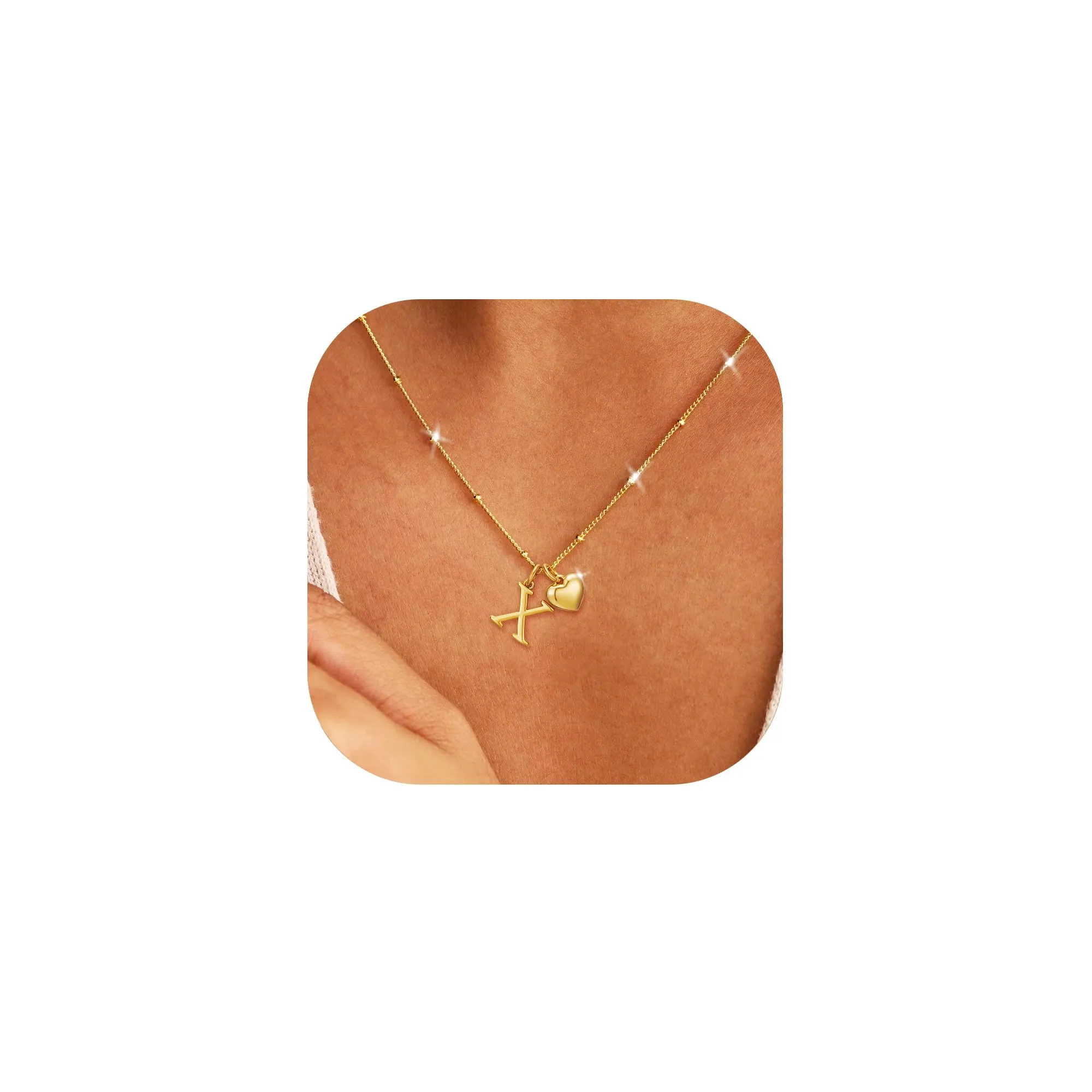 Rajputana Collana con Iniziale e Cuore in Argento Sterling 925 Placcato Oro Personalizzabile per Donna - immagine 1