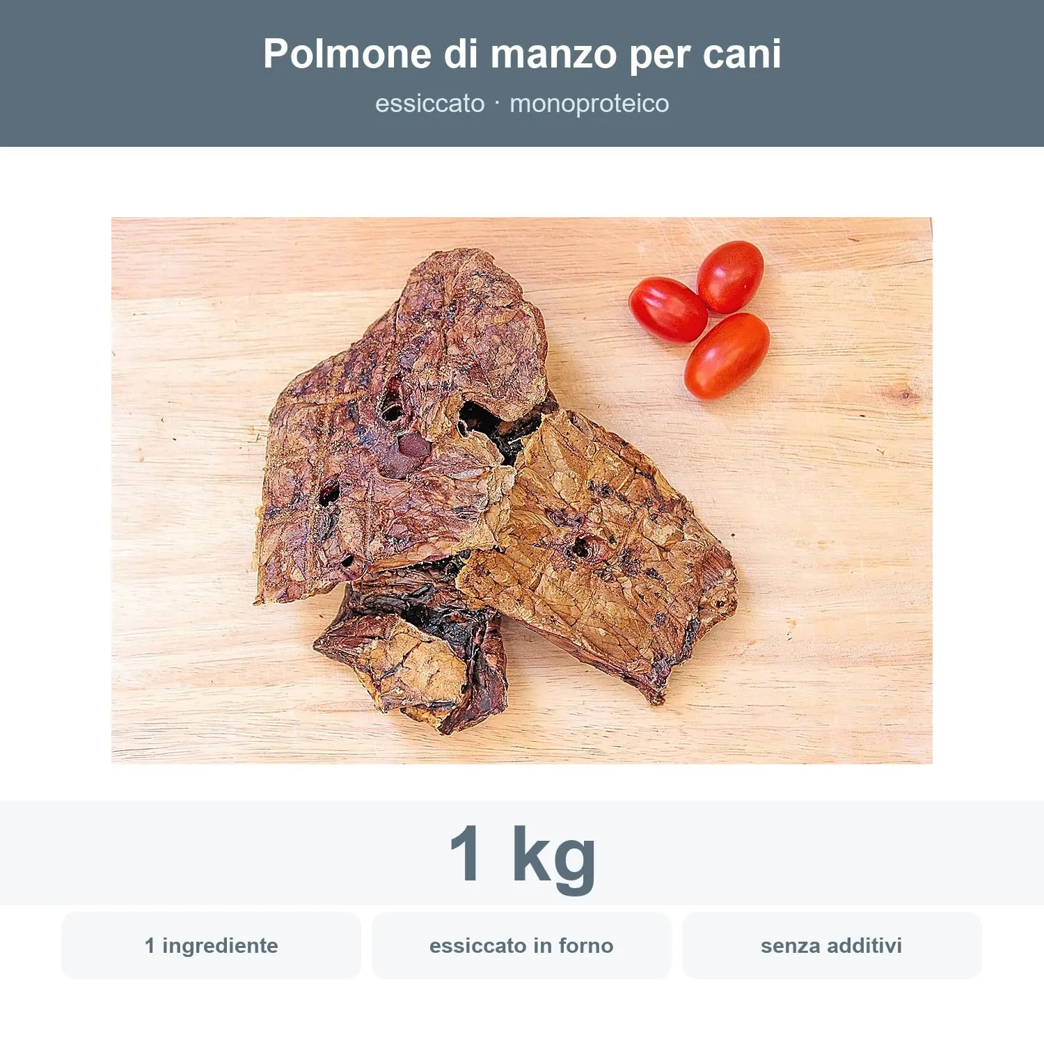 Bonya Smile Polmone di manzo essiccato per cani, 1 kg - immagine 2