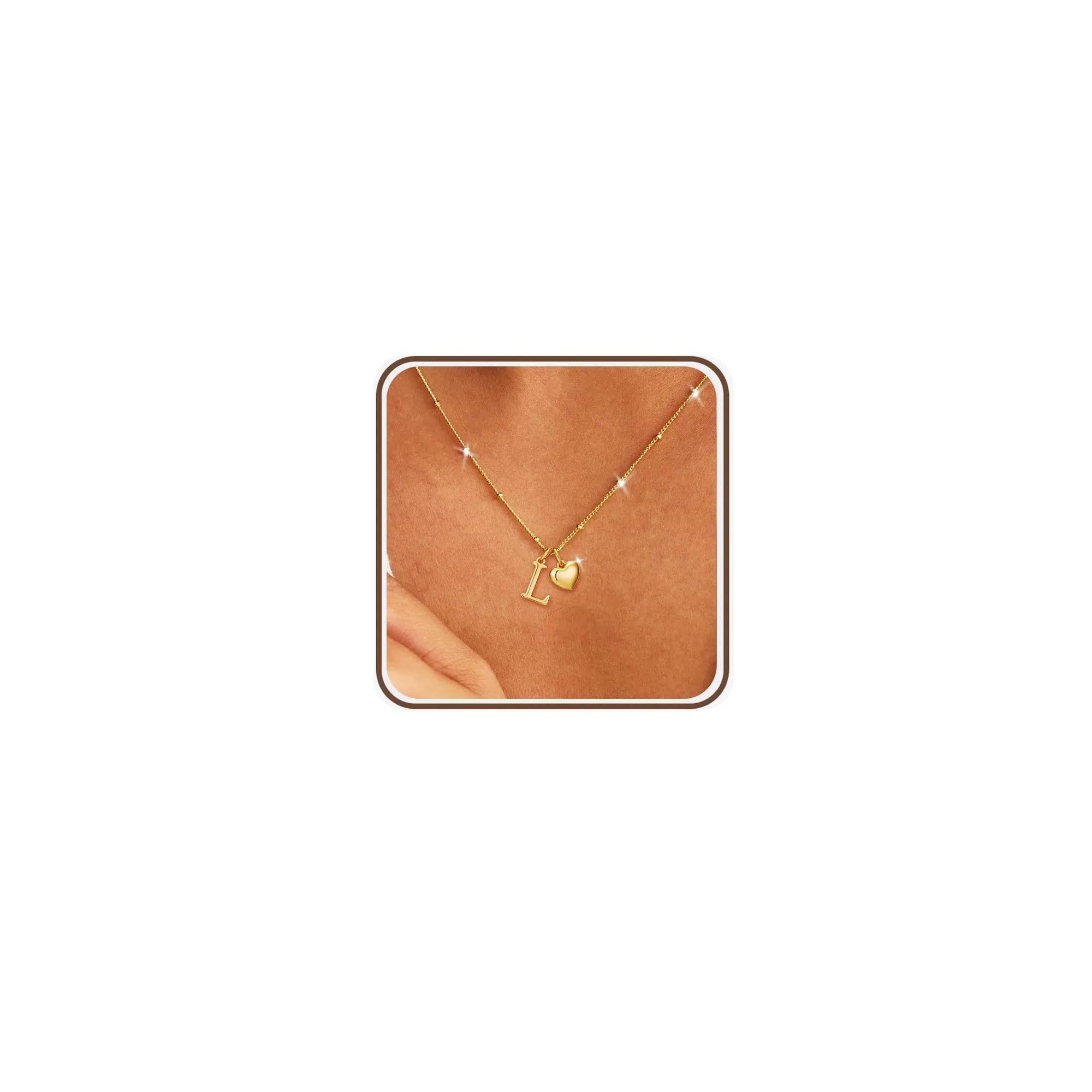 Rajputana Collana con Iniziale e Cuore in Argento 925 Placcato Oro Personalizzabile per Donna - immagine 1