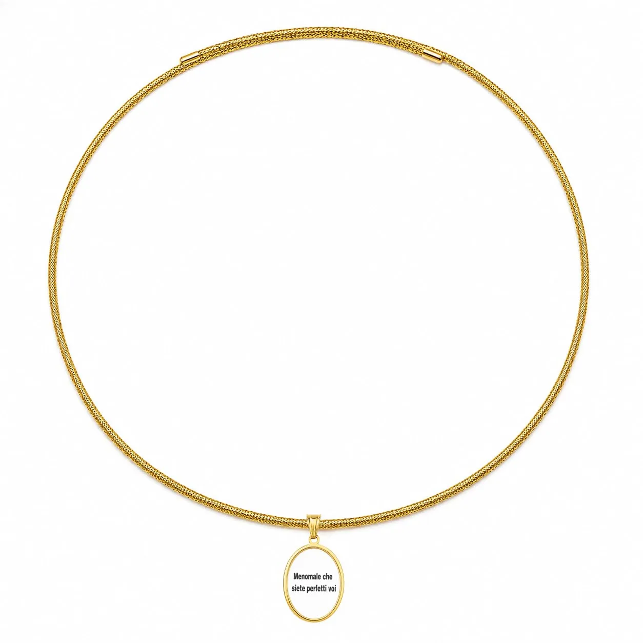 SAGA GIOIELLI Collana donna magnetica in acciaio inox con ciondolo ovale Menomale che siete perfetti voi, Lunghezza 50,5 cm regolabile - immagine 1