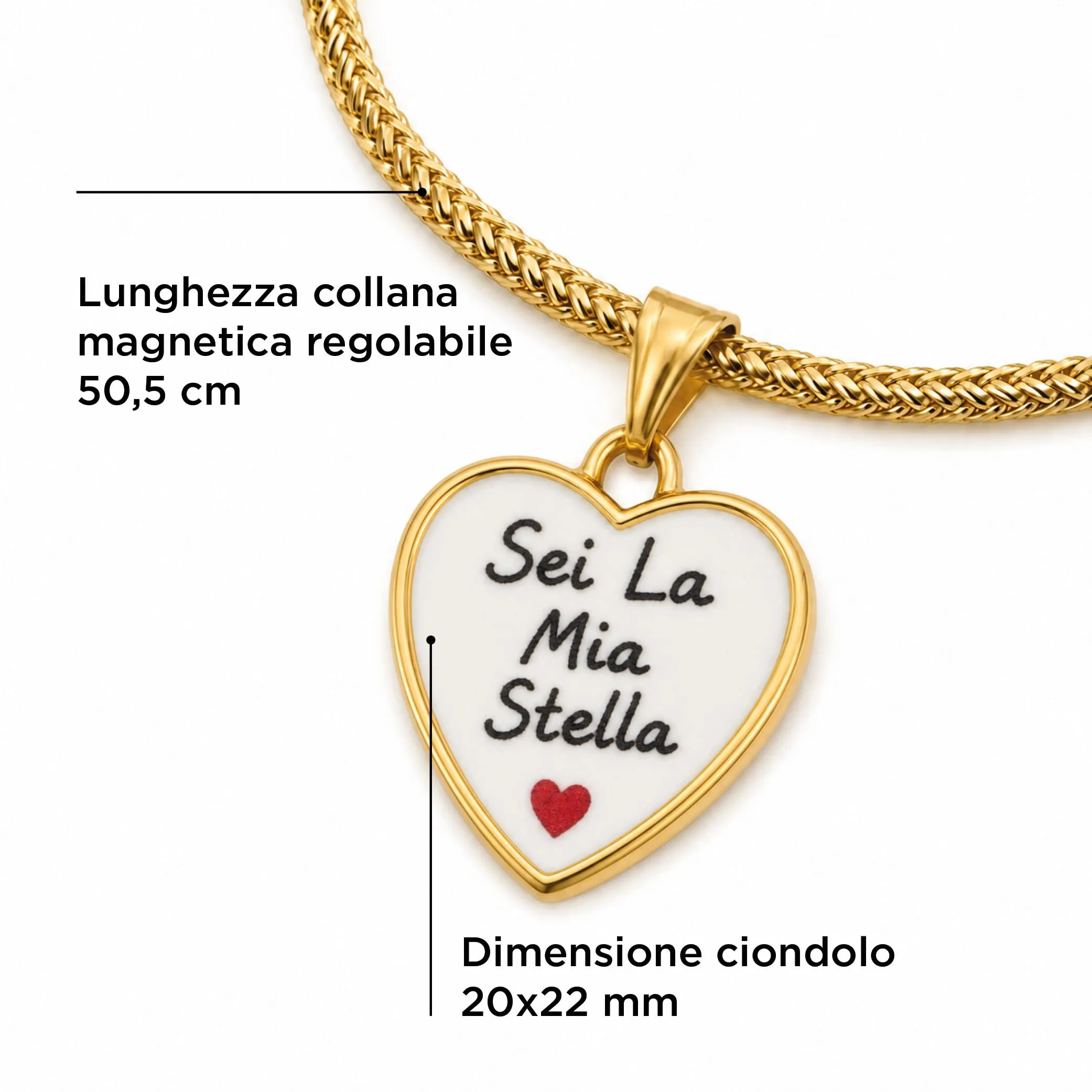 Saga Gioielli Collana Donna Magnetica in Acciaio Inox con Ciondolo Sei La Mia Stella, 50,5 cm Regolabile - immagine 2