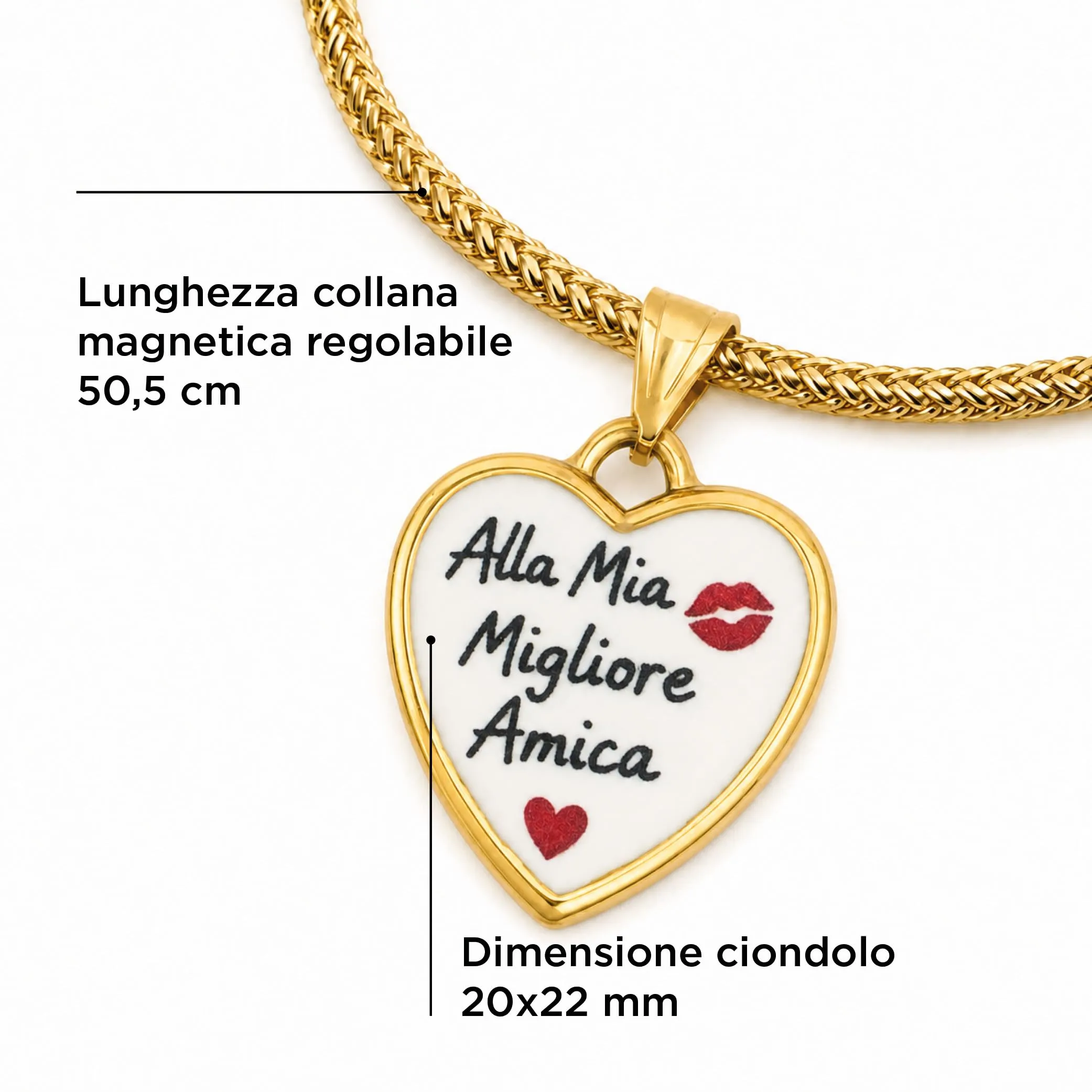 SAGA GIOIELLI Collana donna magnetica con ciondolo Essere se stessi in acciaio inox, 50,5 cm Regolabile, Alla mia migliore amica - immagine 2